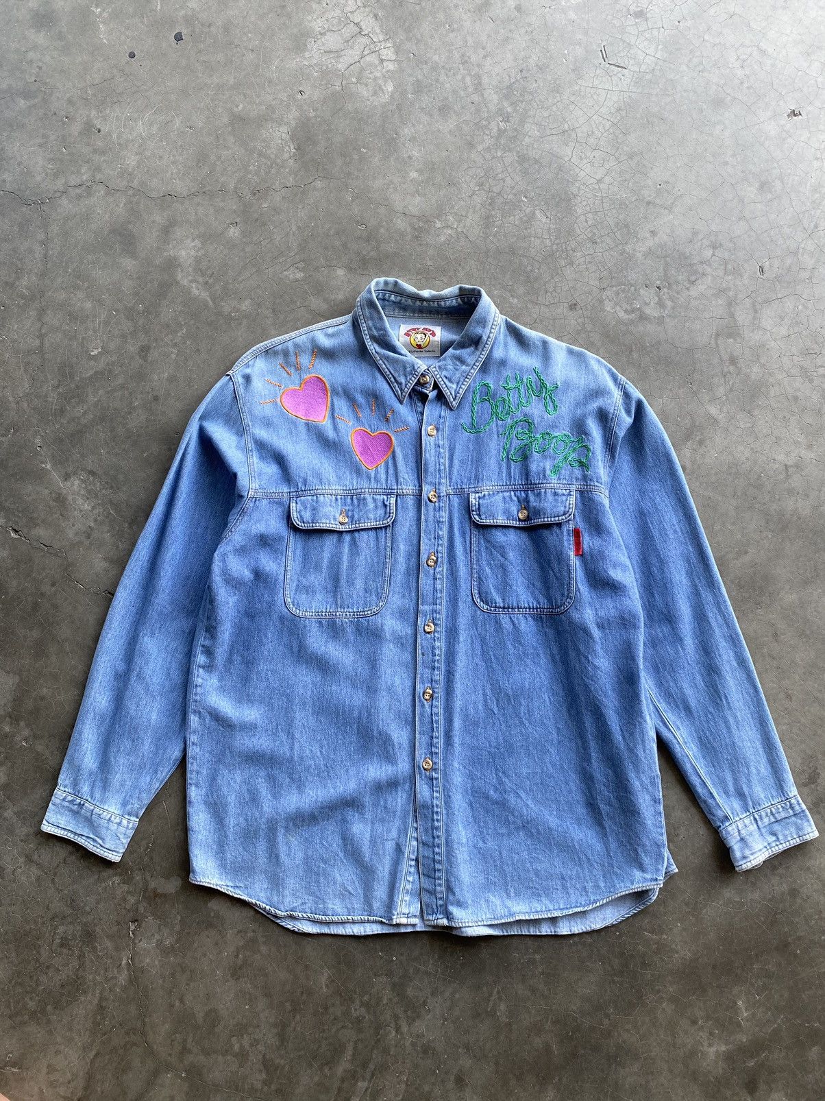 Vintage Vintage Denim Betty Boop Button Up Shirt Size US M / EU 48-50 / 2 - 1 Thumbnail