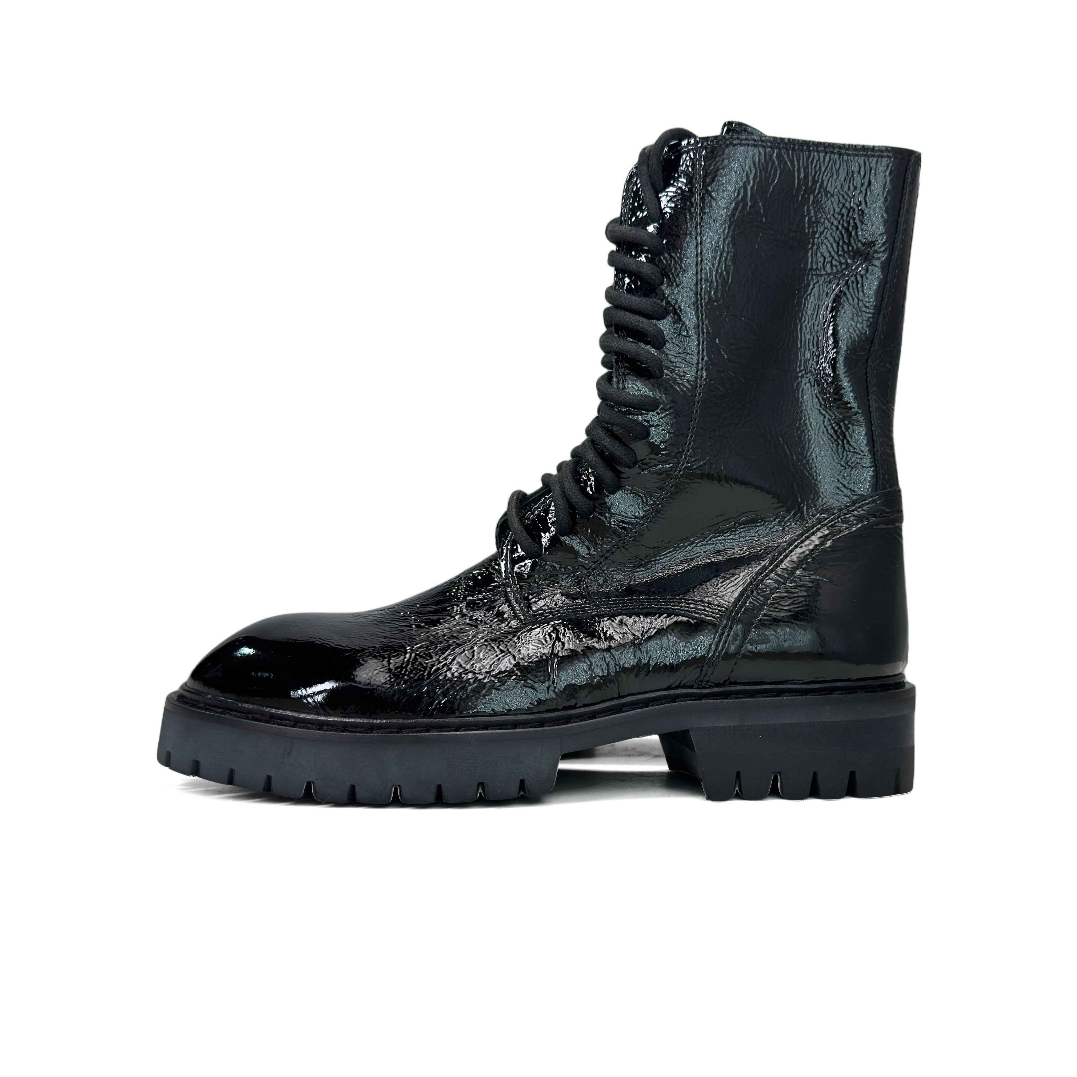 Ann Demeulemeester Patent Leather Lace-Up Boots Size 36