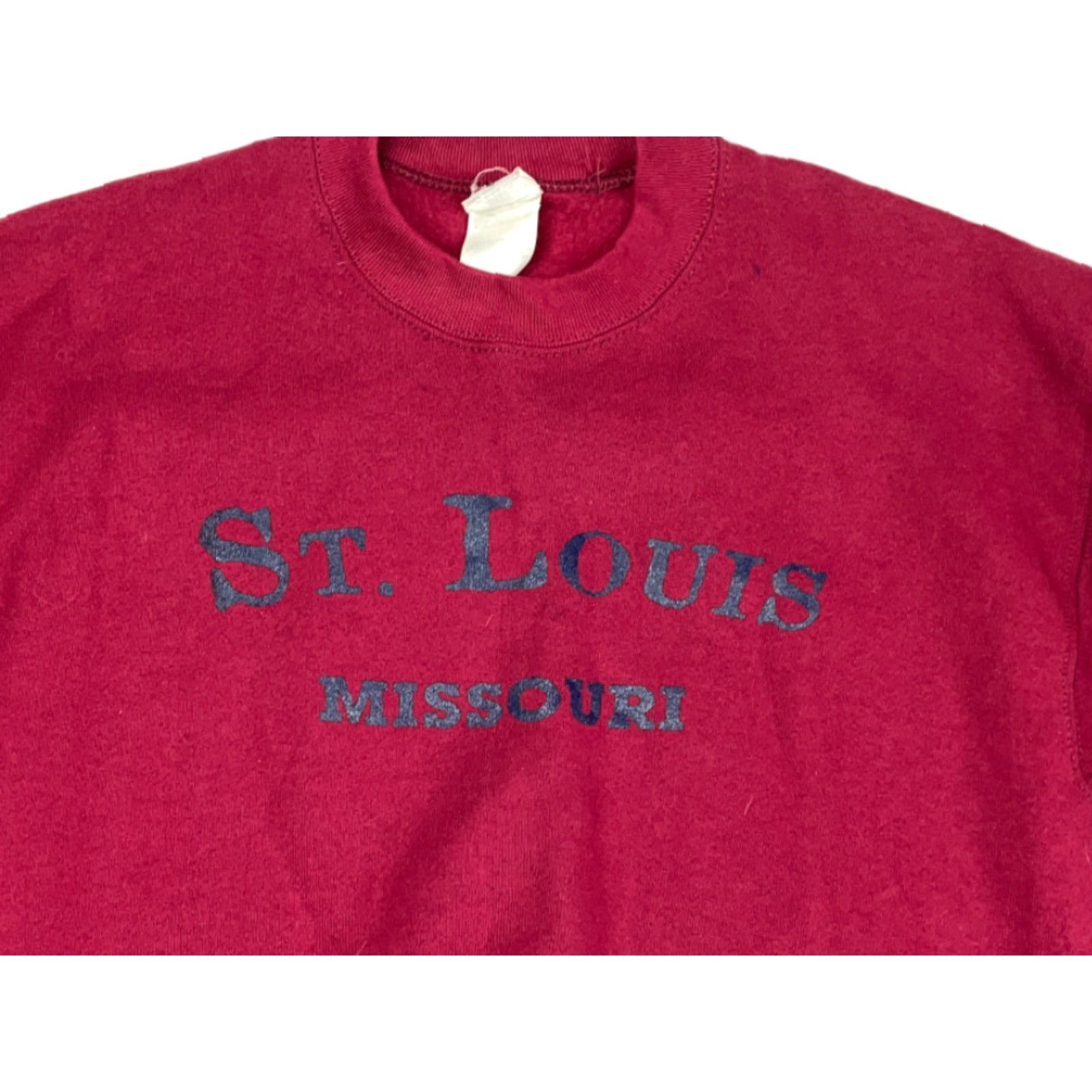 Vintage VINTAGE St. Louis Missouri Graphic Sweatshirt | Pullover | Men | M | Dark Red | 90s Retro USA Made 50/50 | Chest 21.5" | Regular Size US M / EU 48-50 / 2 - 2 Thumbnail