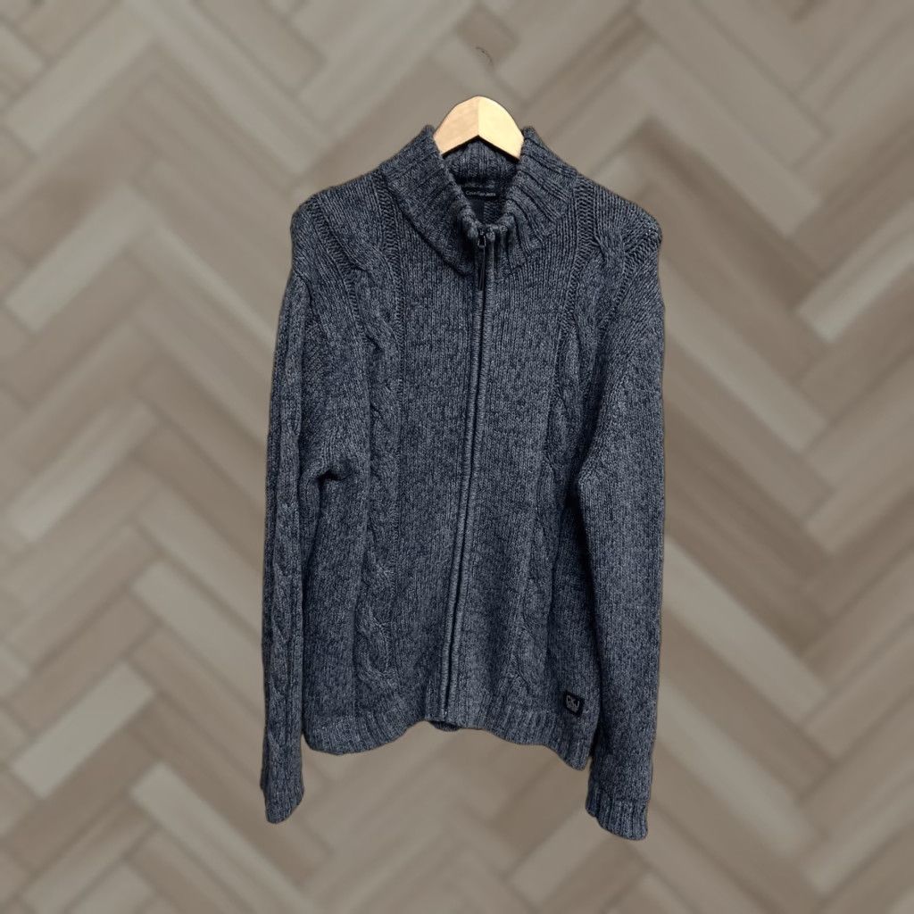 Calvin Klein Calvin Klein Mens Blue Knitted Full Zip Sweater L Size Size US L / EU 52-54 / 3 - 1 Thumbnail