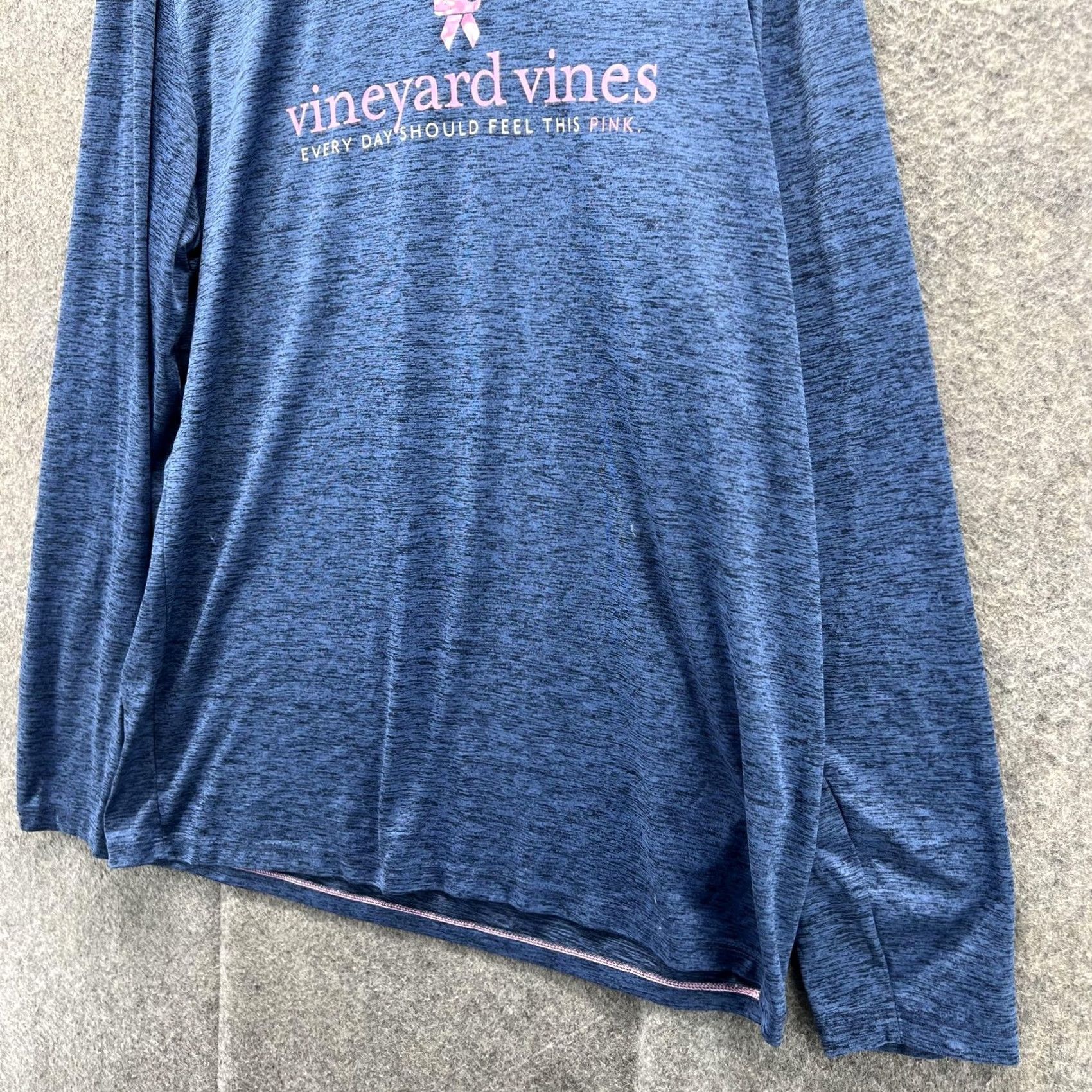 Vineyard Vines Vineyard Vines Shirt Mens M Blue Long Sleeve Pink Ribbon Breast Cancer Graphic Print Performance Crew Neck Raglan Sleeve Moisture Wicking Size US M / EU 48-50 / 2 - 4 Thumbnail