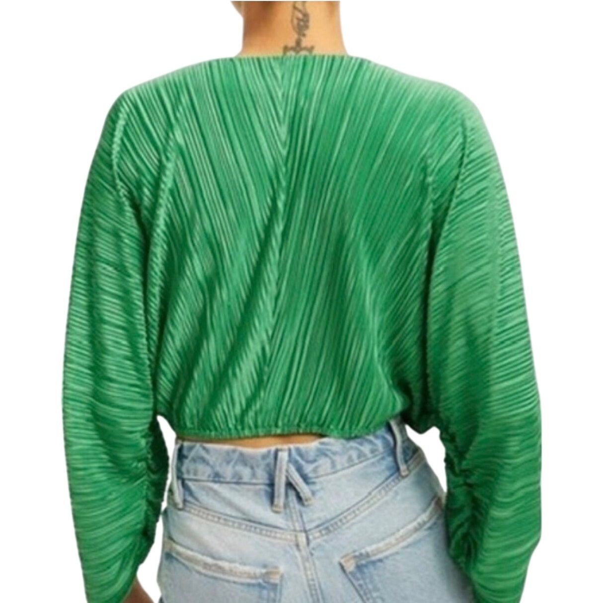 Good American Good American Plisse Sculpted Long Sleeve Cropped Top Size L / US 10 / IT 46 - 2 Thumbnail