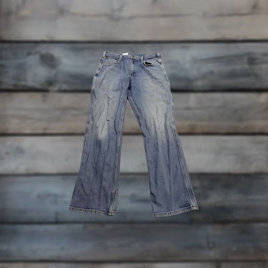 Carhartt Carhartt Jeans Mens 34x32 Blue Light Wash 5-Pocket Denim Straight Stretch Work Shirt? Size US 34 / EU 50 - 1 Thumbnail
