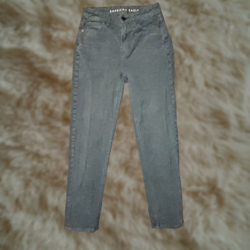 American Eagle Outfitters VINTAGE American Eagle Outfitters Mom Straight Jeans Corduroy Green 00 Short Mid Rise Womens 90s Grunge College Logo Pockets Stretch Solid Size 24" / US 00 / IT 34 - 1 Thumbnail