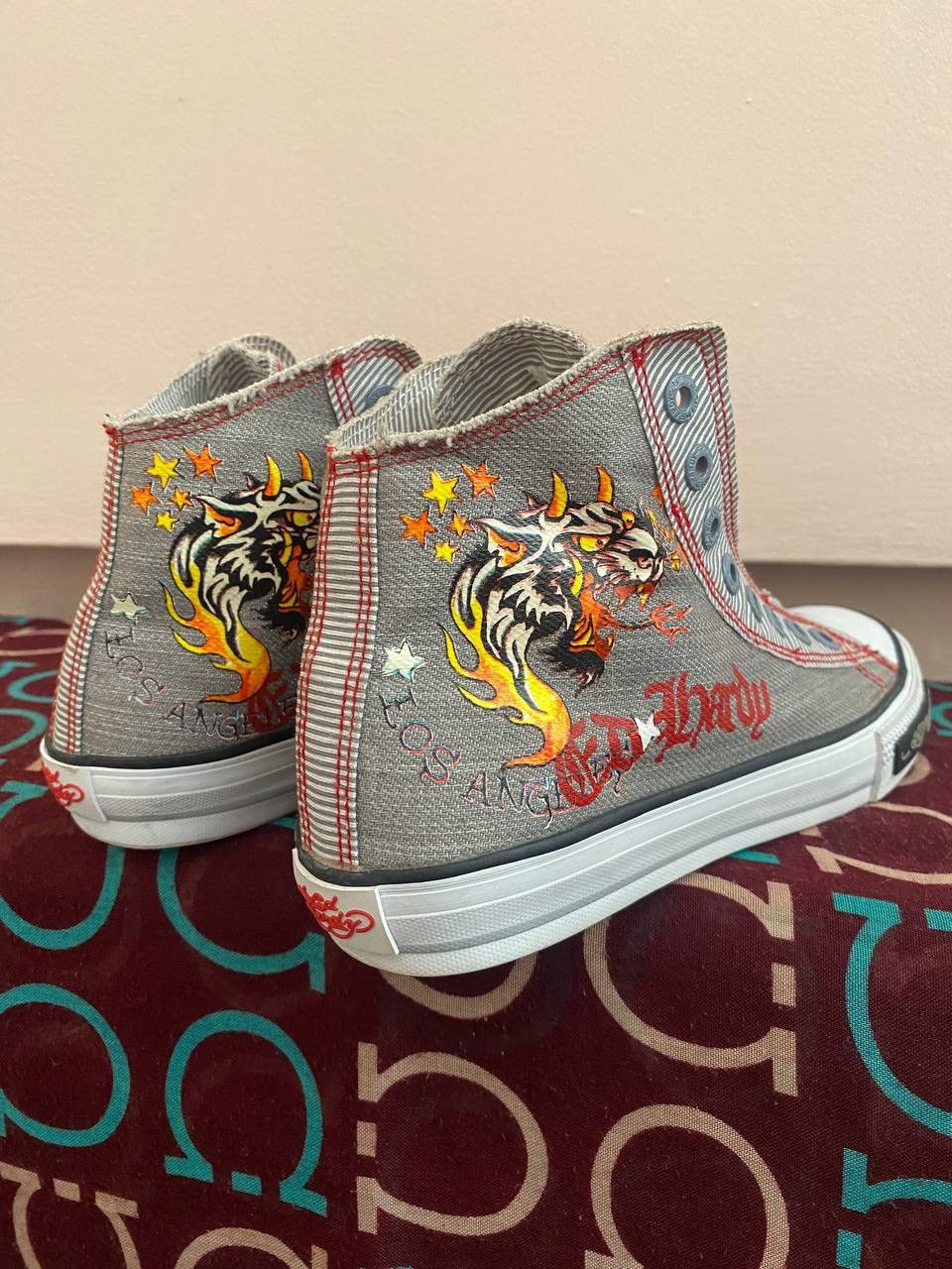 Christian Audigier × Ed Hardy × Vintage NEW! Vintage Ed Hardy Hi Top Sneakers Rare Fish Mermaid Y2K Size US 5 / IT 35 - 6 Thumbnail