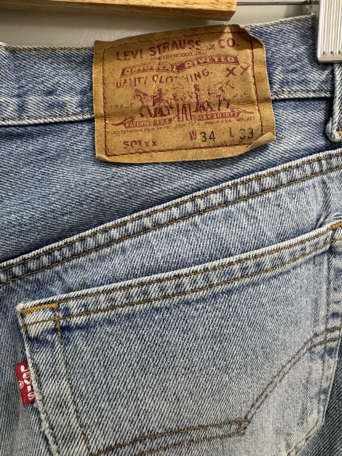 Levi's × Vintage LEVIS 501XX MADE IN USA BUTTON FLY DISTRESSED JEANS Size US 34 / EU 50 - 8 Thumbnail