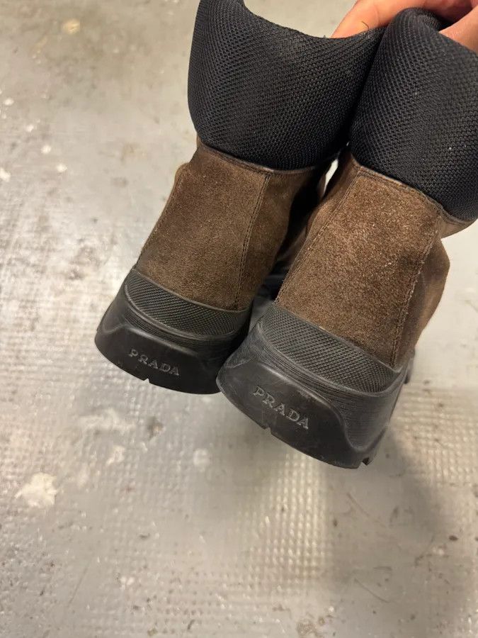 Designer × Prada × Vintage 2000s Prada Hiking Brown Suede Leather Boots Size US 8 / IT 38 - 5 Thumbnail