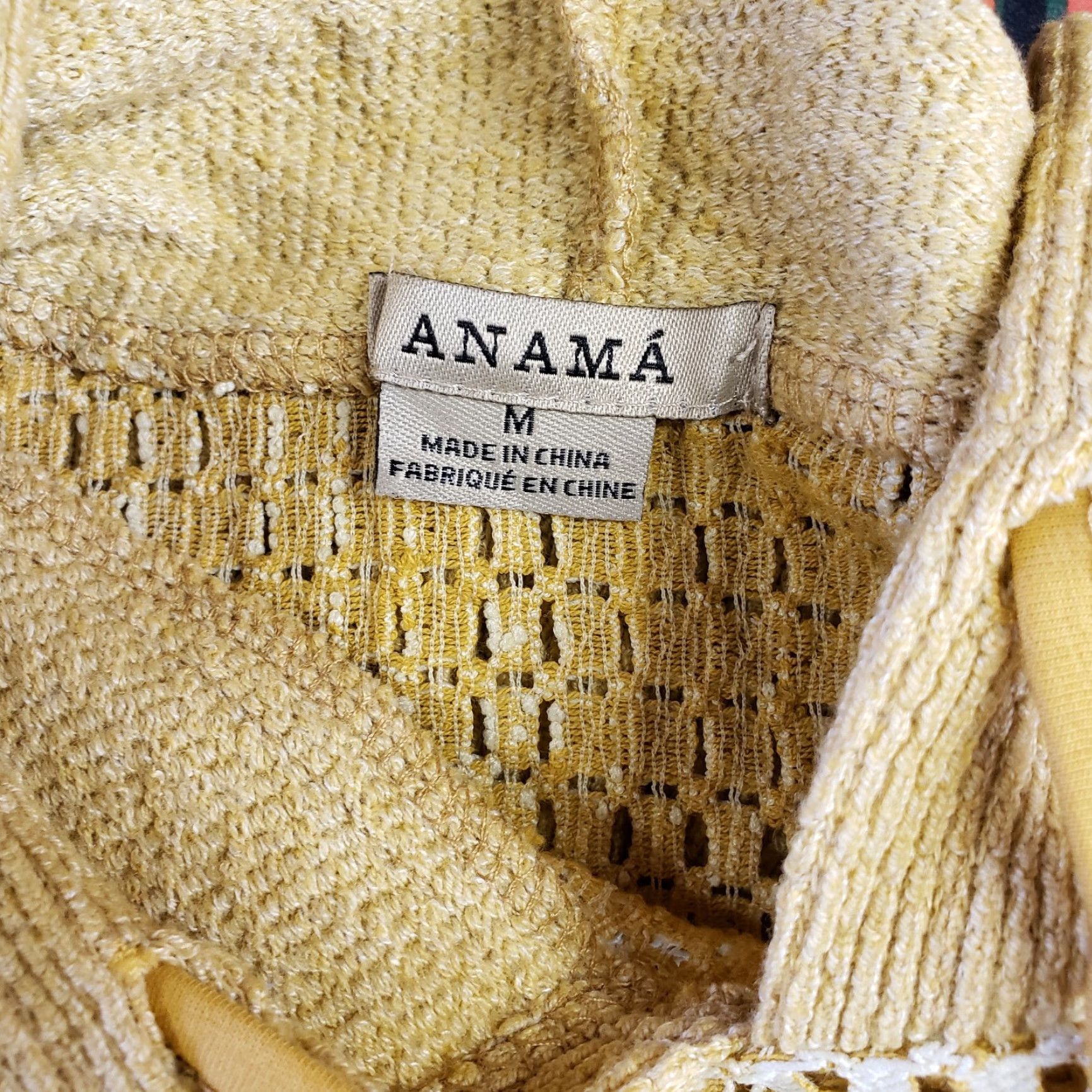 Vintage Anama Womens Woven Plaid Panel Hoodie Sz Medium Gold Long Sleeve Cotton Blend Size M / US 6-8 / IT 42-44 - 6 Thumbnail
