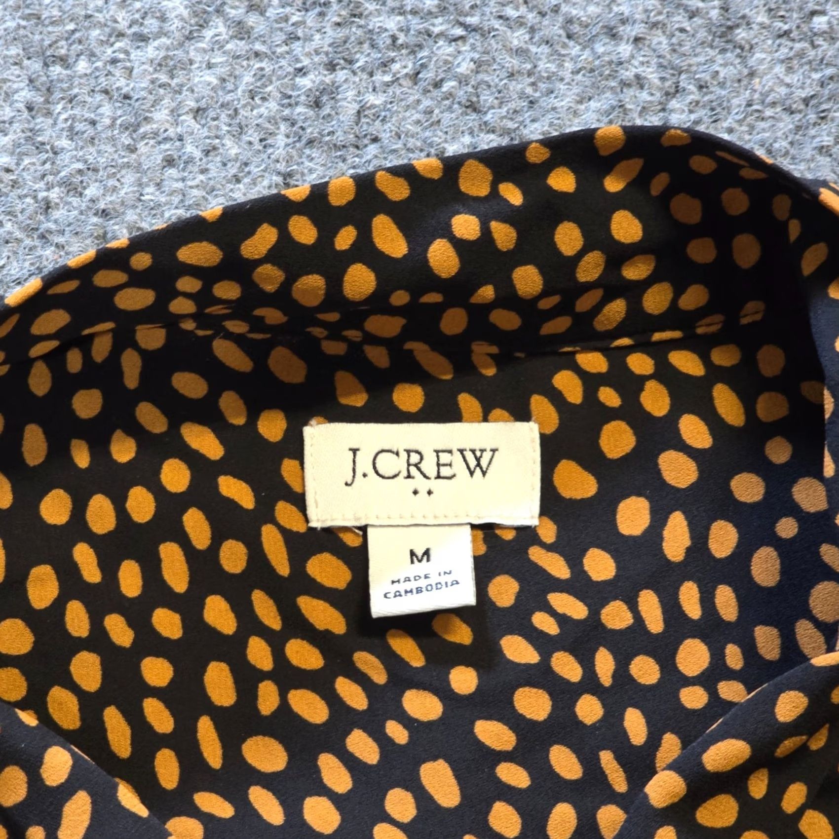 J.Crew J.CREW Blouse Shirt Womens Medium Black Tan Dotted Neck Tie Button Up Capsule Career Size M / US 6-8 / IT 42-44 - 3 Thumbnail