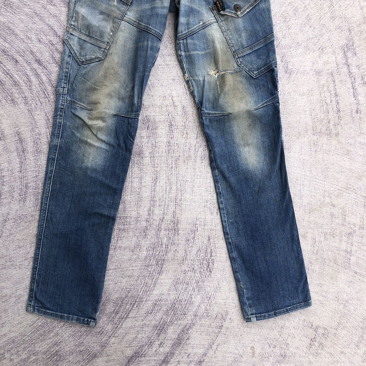 Jean Faded Denim Cargo Multipocket Rare Pattern Size US 30 / EU 46 - 3 Thumbnail