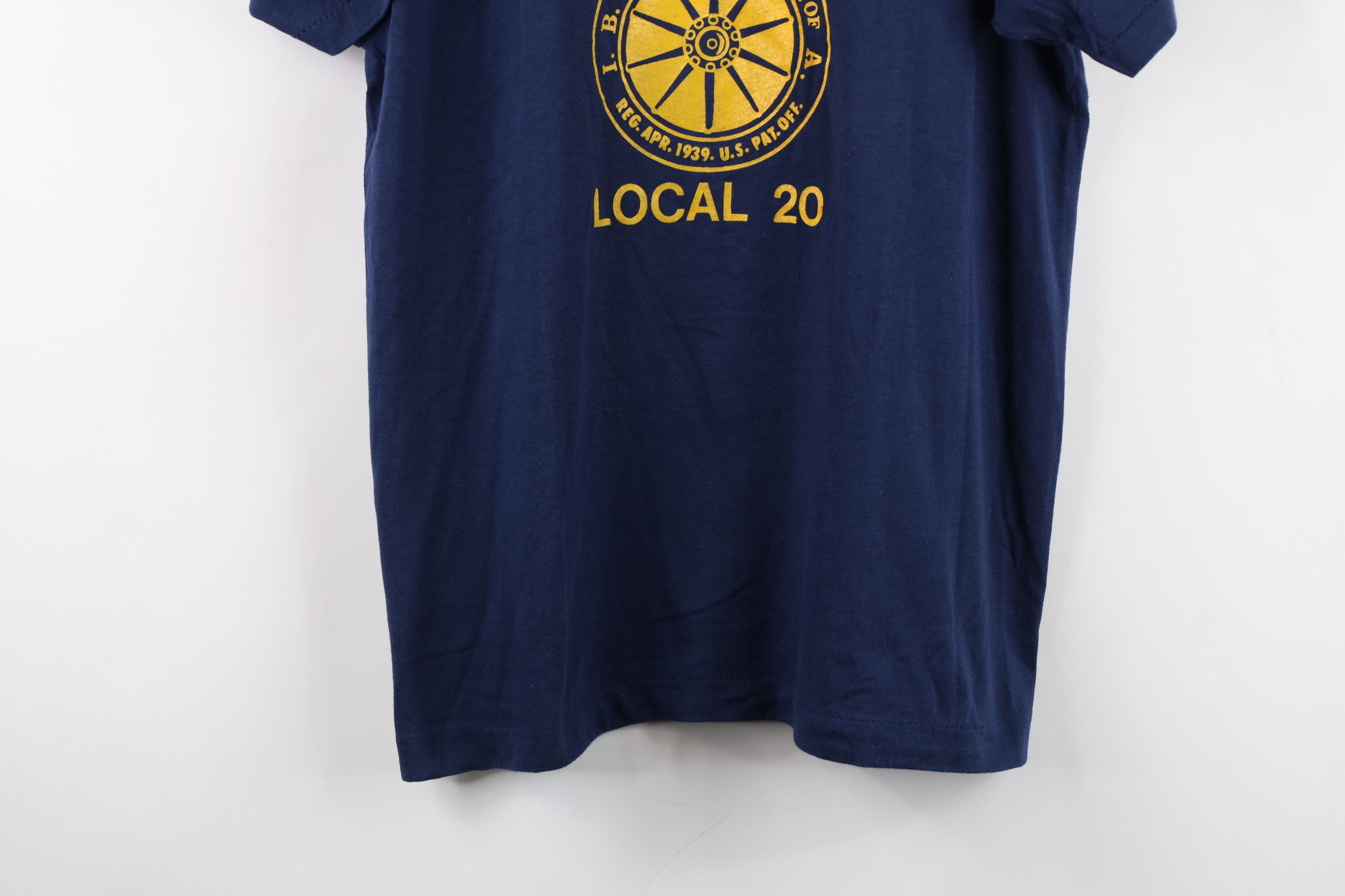Vintage Vintage 80s Teamsters 20 Union Short Sleeve T-Shirt Blue USA Size US L / EU 52-54 / 3 - 3 Thumbnail