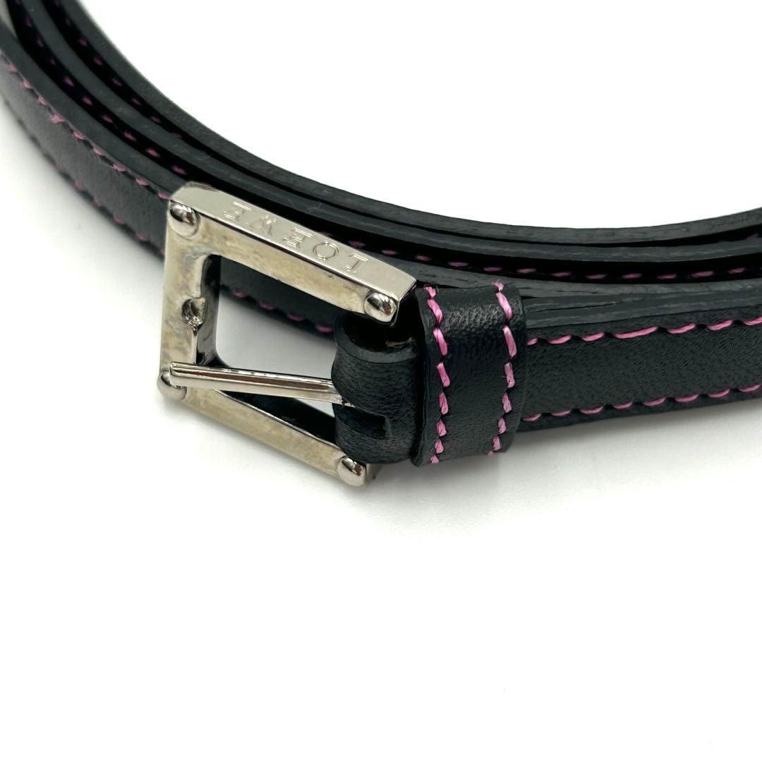 Loewe Loewe Slim Black Leather Belt with Pink Stitching Size ONE SIZE - 2 Thumbnail