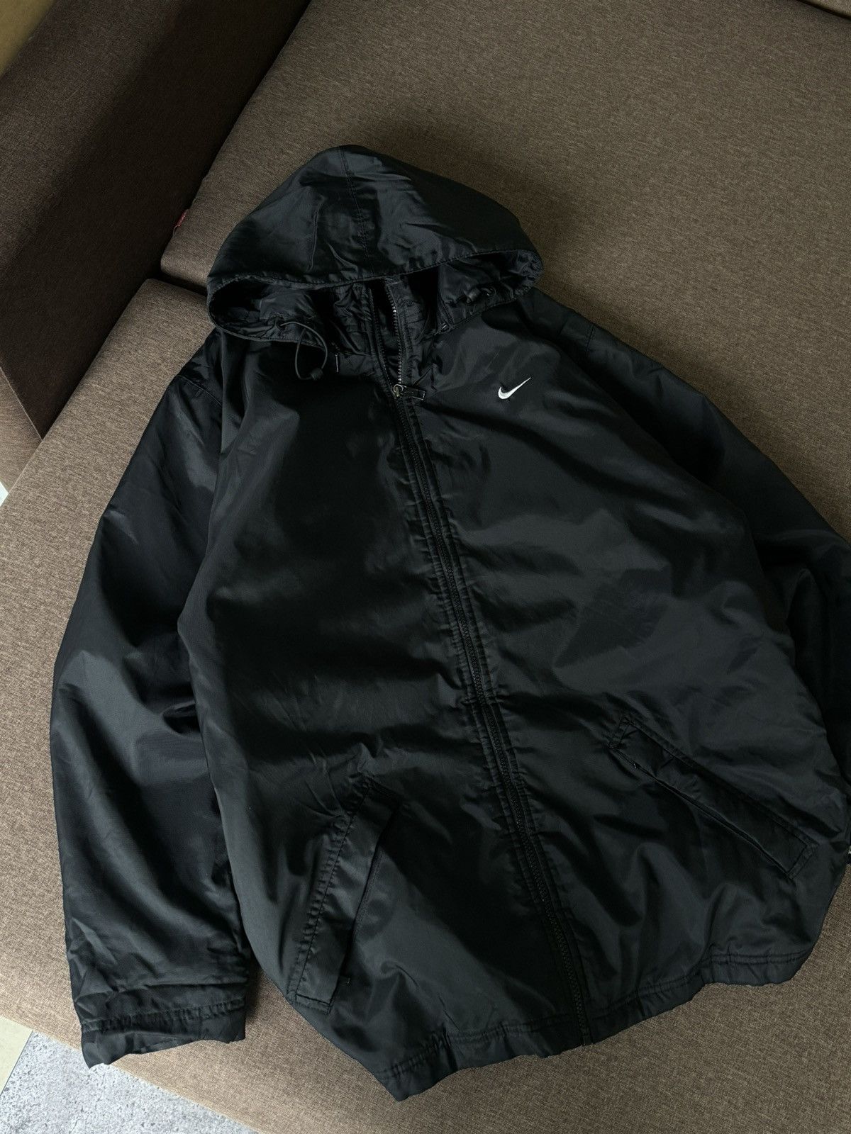 ジャケット・アウター 2000s NIKE nylon jacket hoodie big logo Vintage 90's NIKE Huge Swoosh Color Block Black Label Front