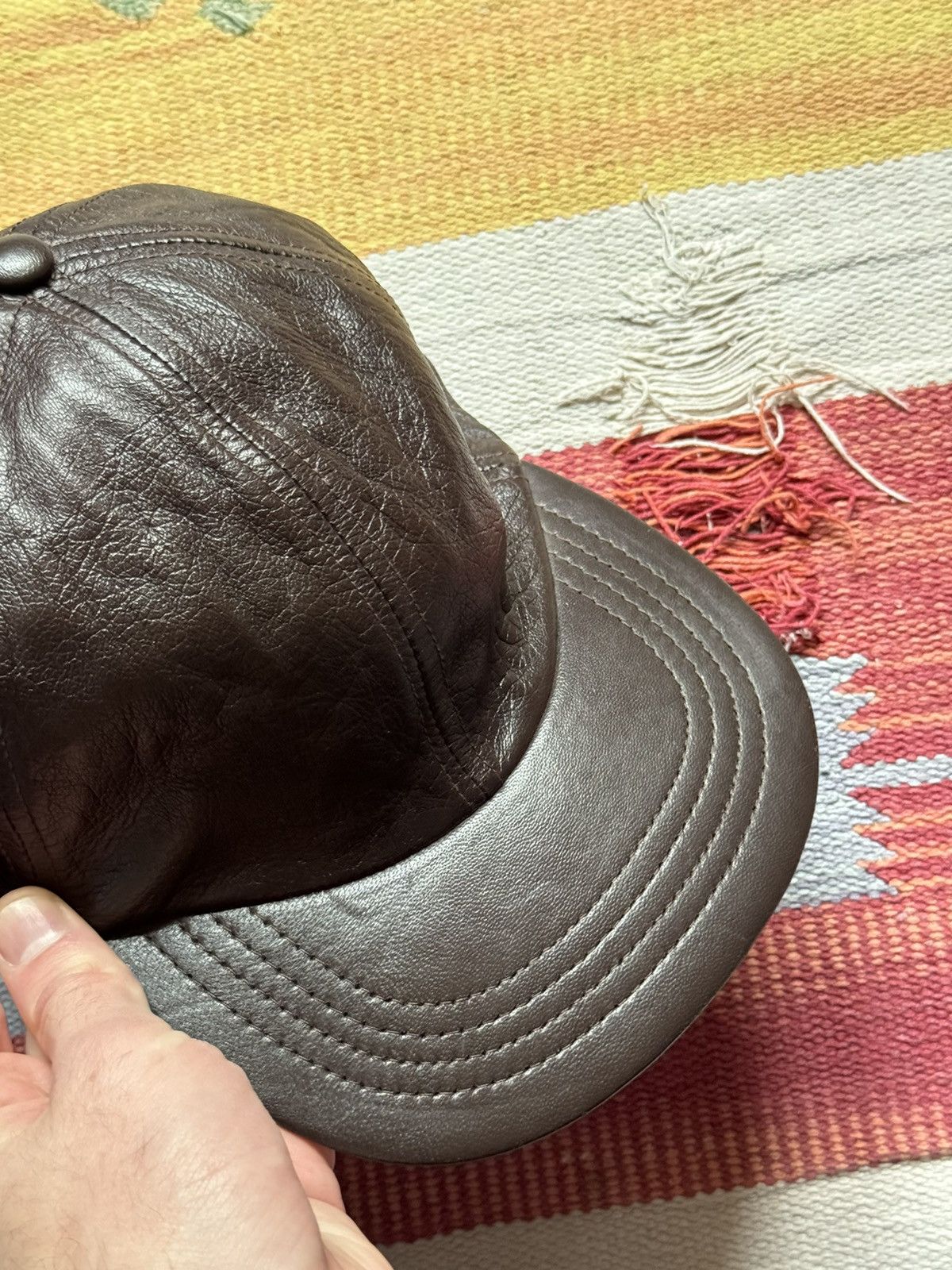 Genuine Leather Vintage 90’s Genuine Leather Brown Hat Size ONE SIZE - 2 Thumbnail