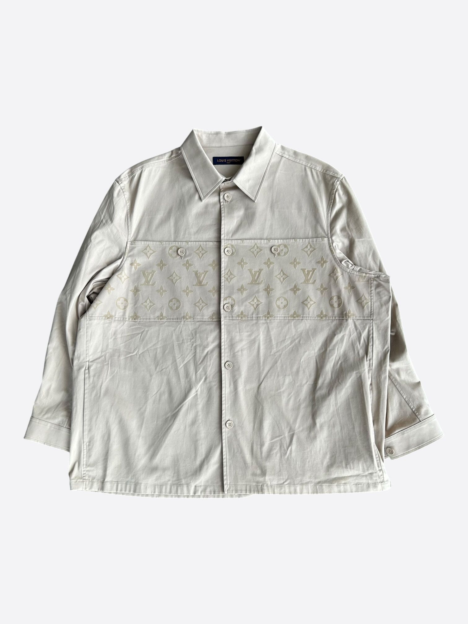 Louis Vuitton Louis Vuitton Beige Monogram Overshirt Size US XXL / EU 58 / 5 - 1 Thumbnail