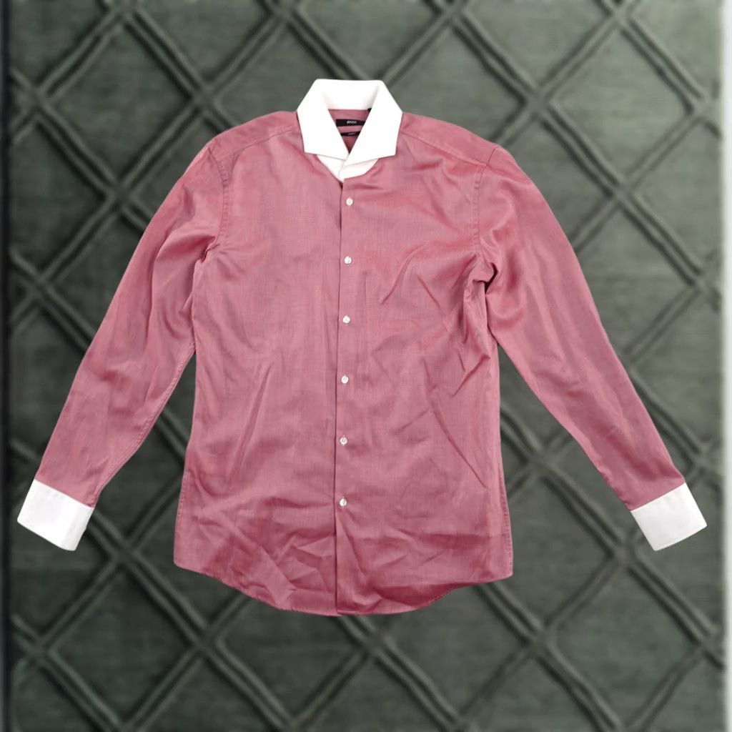 Hugo Boss Hugo Boss Dress Shirt Mens 16 / 41 Pink Spread Collar Size 42R - 1 Thumbnail
