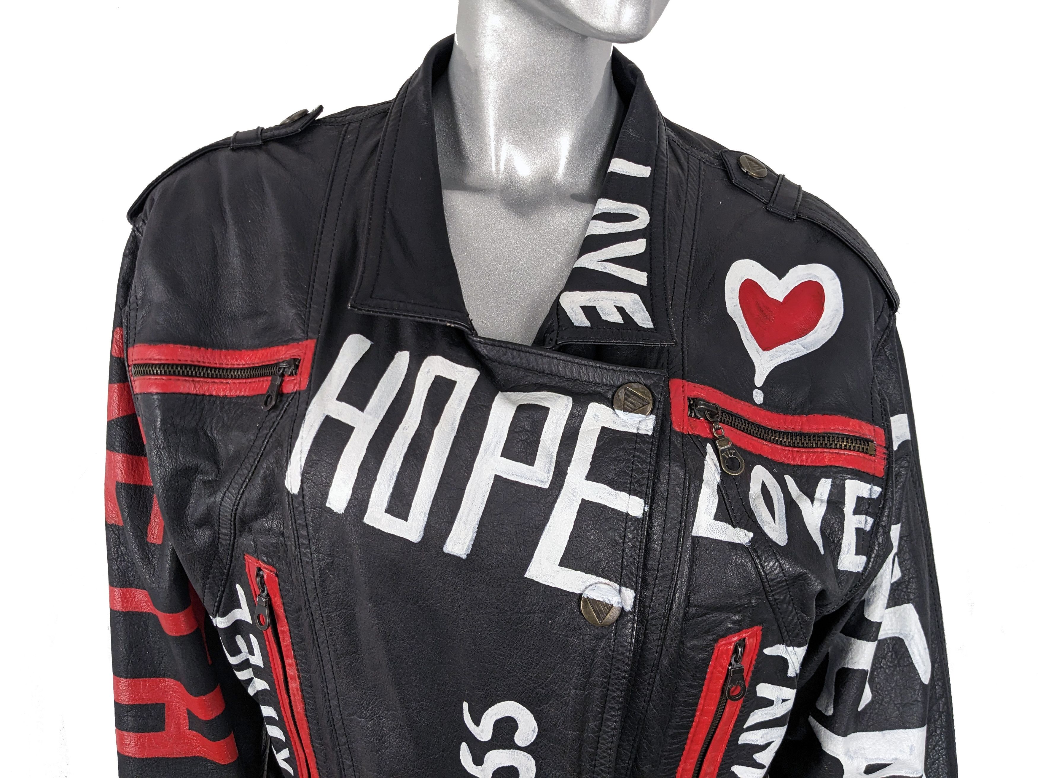 Vintage Vintage custom hand-painted leather motorcycle biker jacket Size M / US 6-8 / IT 42-44 - 11 Thumbnail