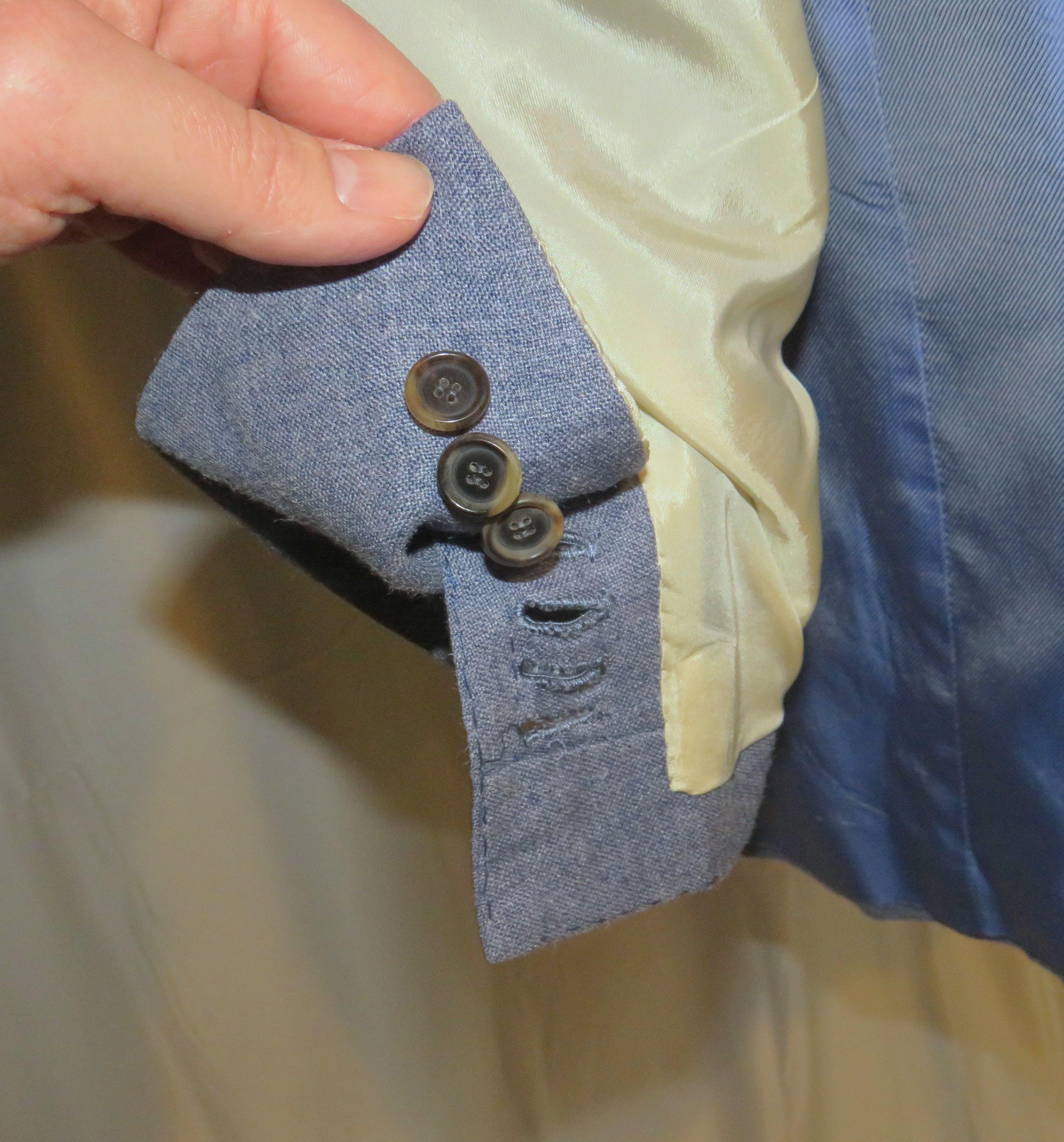 Cesare Attolini Pale Blue Chambray Cashmere Linen Three Button Blazer 48R Size 48R - 9 Thumbnail