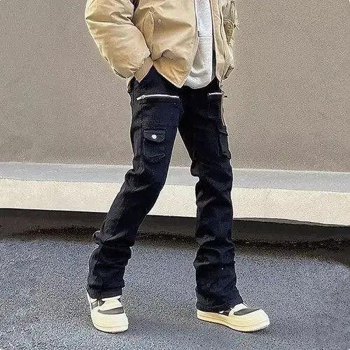 High Sport × Japanese Brand × Jean Zipper Black Flared Cargo Jeans Size US 30 / EU 46 - 2 Thumbnail