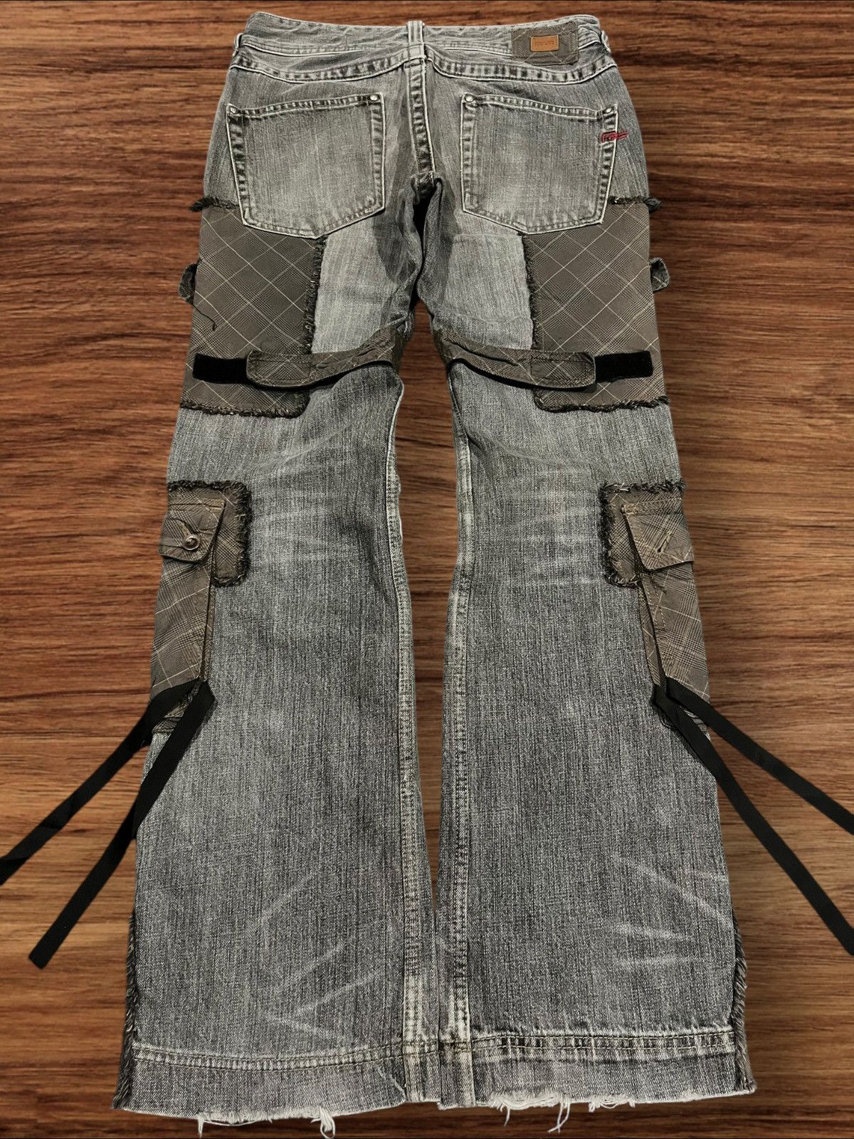 If Six Was Nine Nicole Club For Men Hyper Full Metal Punk Ripped Cargo Jeans Size US 30 / EU 46 - 2 Thumbnail