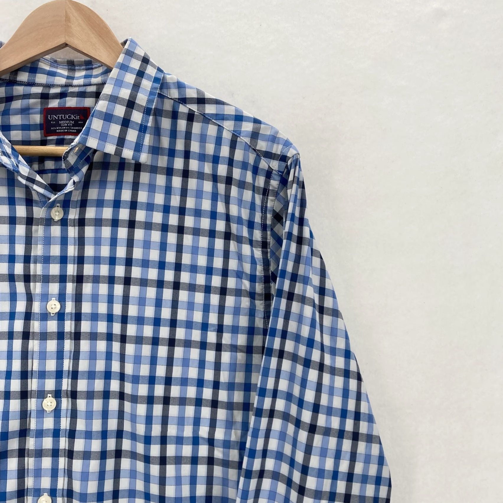 UNTUCKit UNTUCKit Shirt Mens Medium Blue Plaid Slim Fit Long Sleeve Button-Down Stretch Size US M / EU 48-50 / 2 - 2 Thumbnail