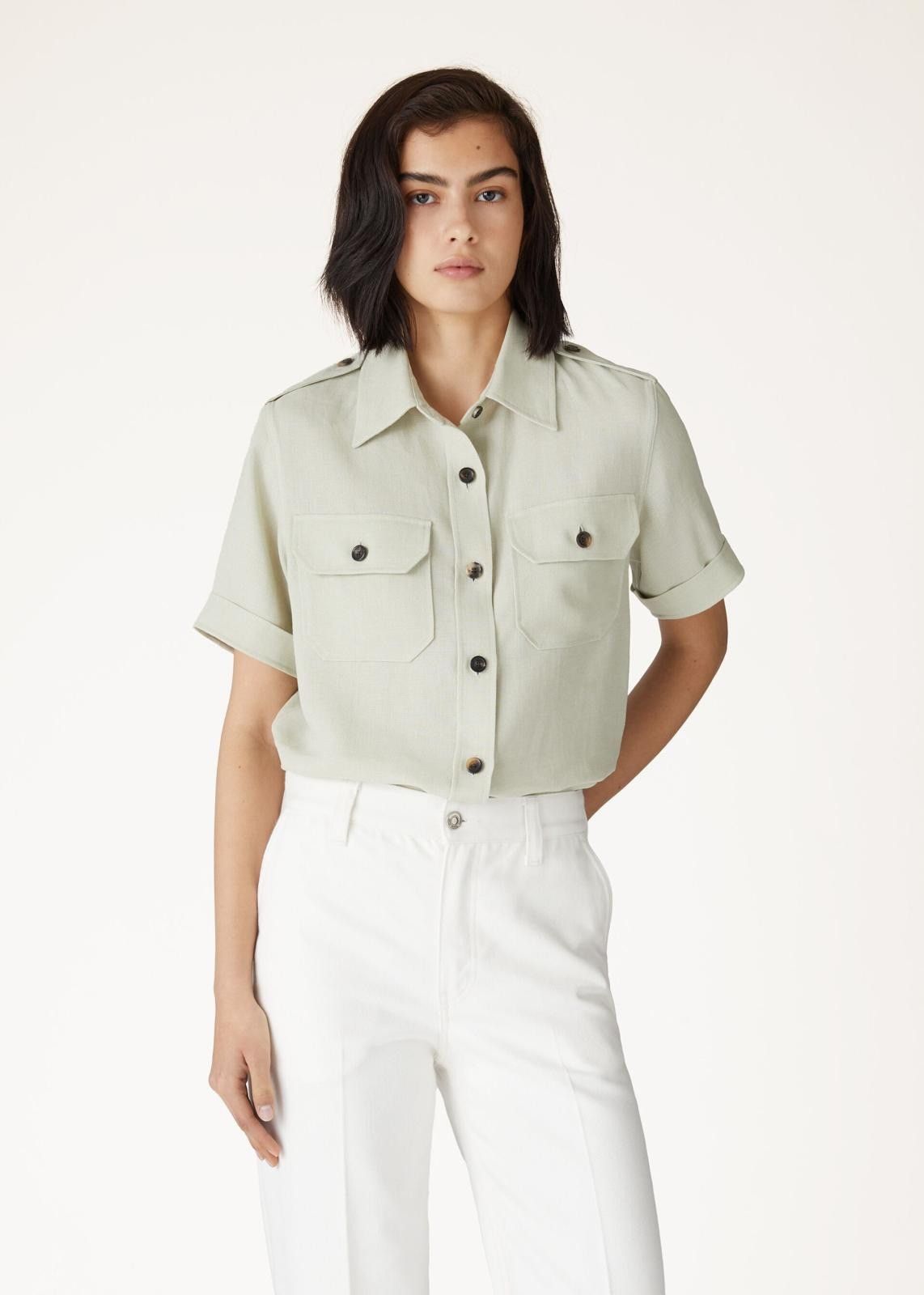 Loro Piana o1srvl11e0725 FAO3846 Annalisa Linen Shirt in Light Green Size S / US 4 / IT 40 - 4 Thumbnail