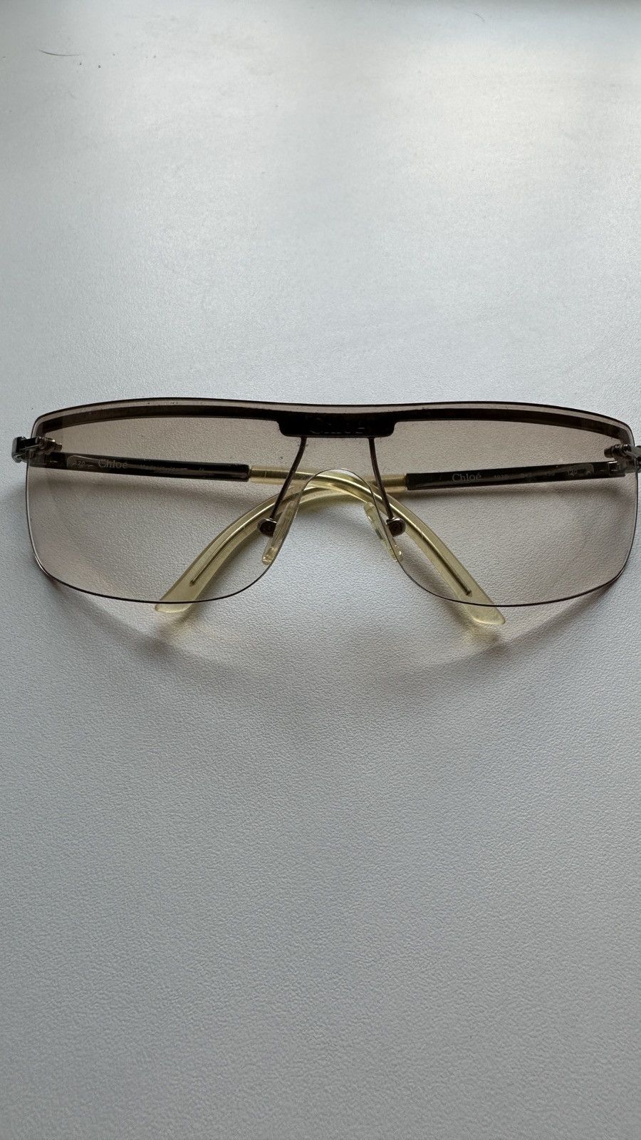 image of Chloe Japan Vintage Sunglasses Transparent Frame Center Logo in Clear, Women's