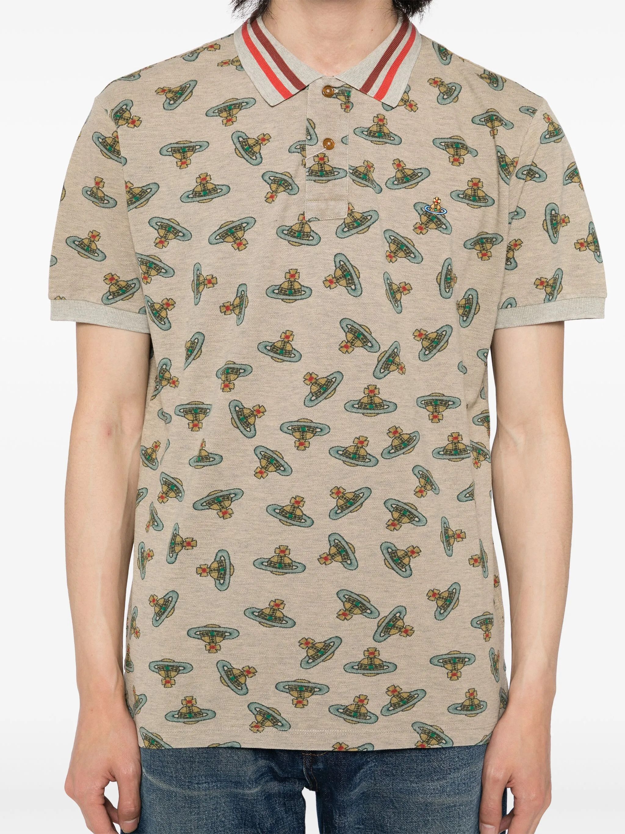 Vivienne Westwood o1f1d3z0426 Logo Print Polo Shirt in Sand Brown Size US M / EU 48-50 / 2 - 4 Thumbnail