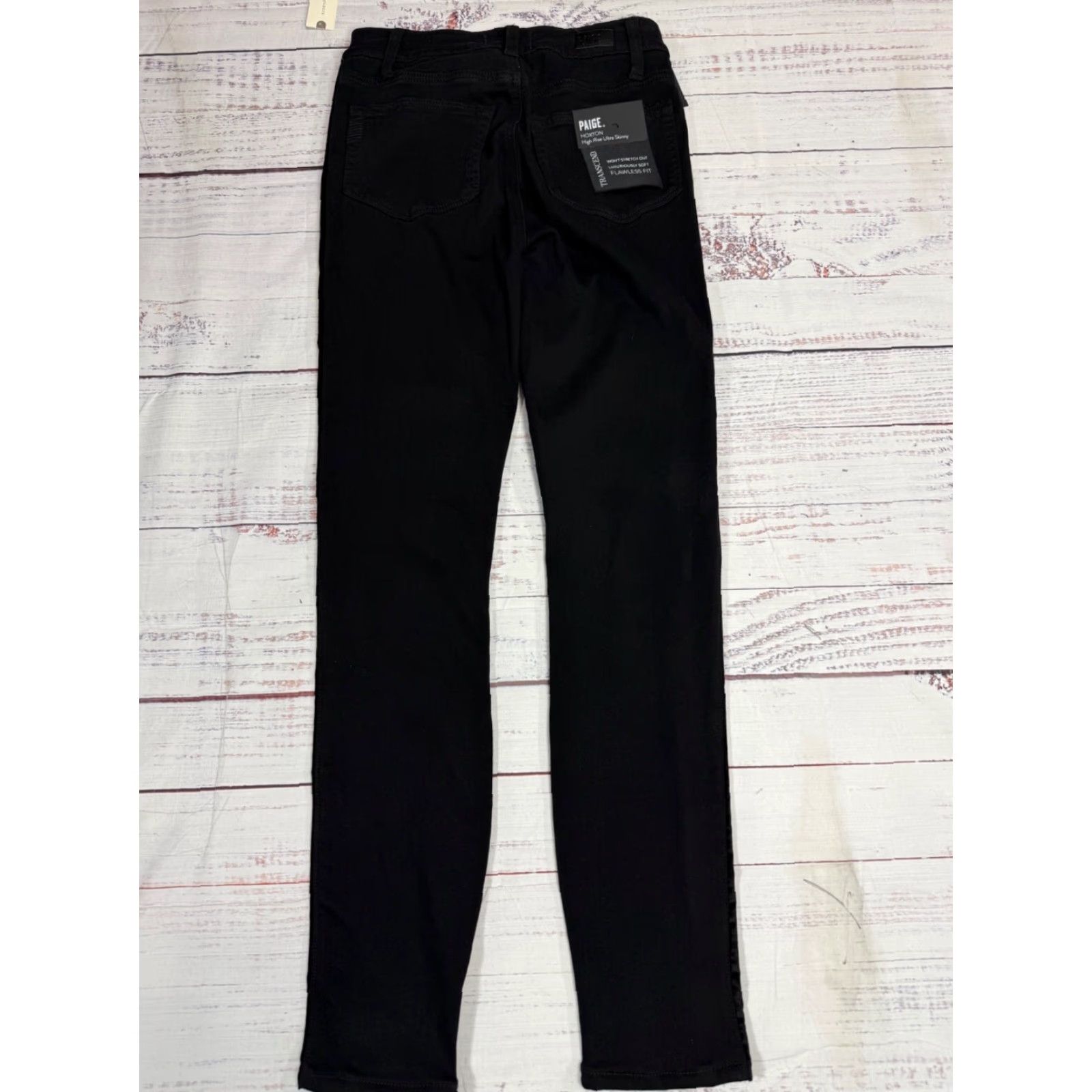 Paige Paige Womens Hoxton High Rise Ultra Skinny Jeans Sz 25 Black Side Stripe Stretch Size 42" / US 20 - 6 Thumbnail