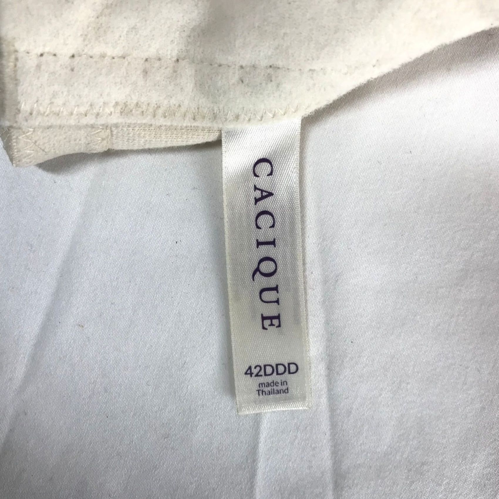 Vintage Cacique Beige Cotton Lace Trim Underwire Boost Plunge Bra 42DDD Women Size ONE SIZE - 5 Thumbnail