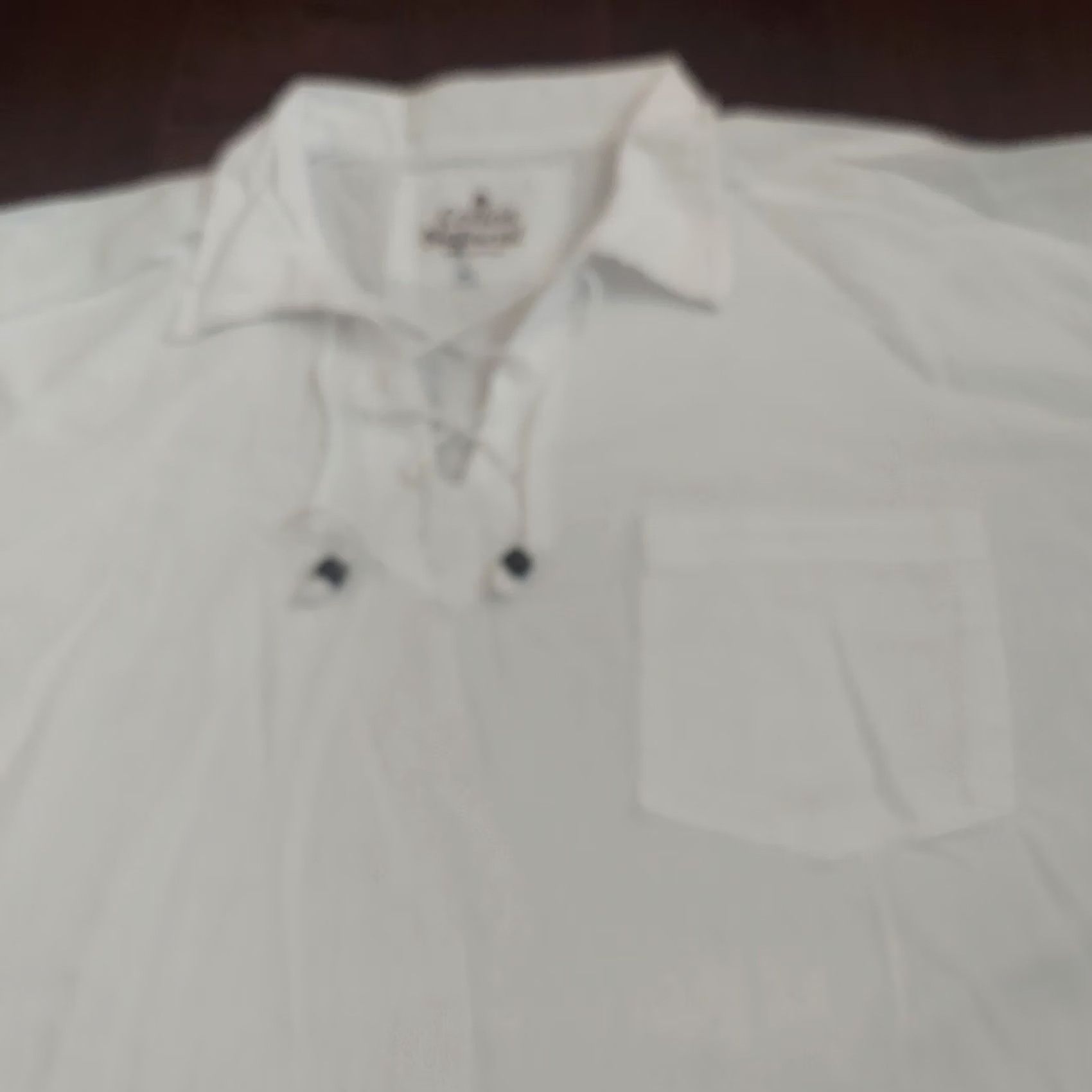 Vintage Cotton Natural Men's White Short Sleeve T-Shirt Front Pocket Drawstrings Beads 3XL Hawaiian Solid Shirt Mens Size US XXL / EU 58 / 5 - 7 Thumbnail