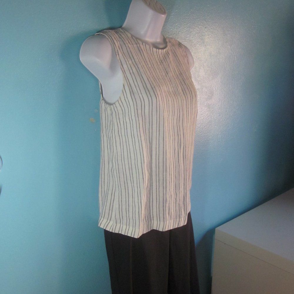 Theory Theory Womens Striped Lace Up Back Linen Tank Size Petite Small Size XS / US 0-2 / IT 36-38 - 12 Thumbnail
