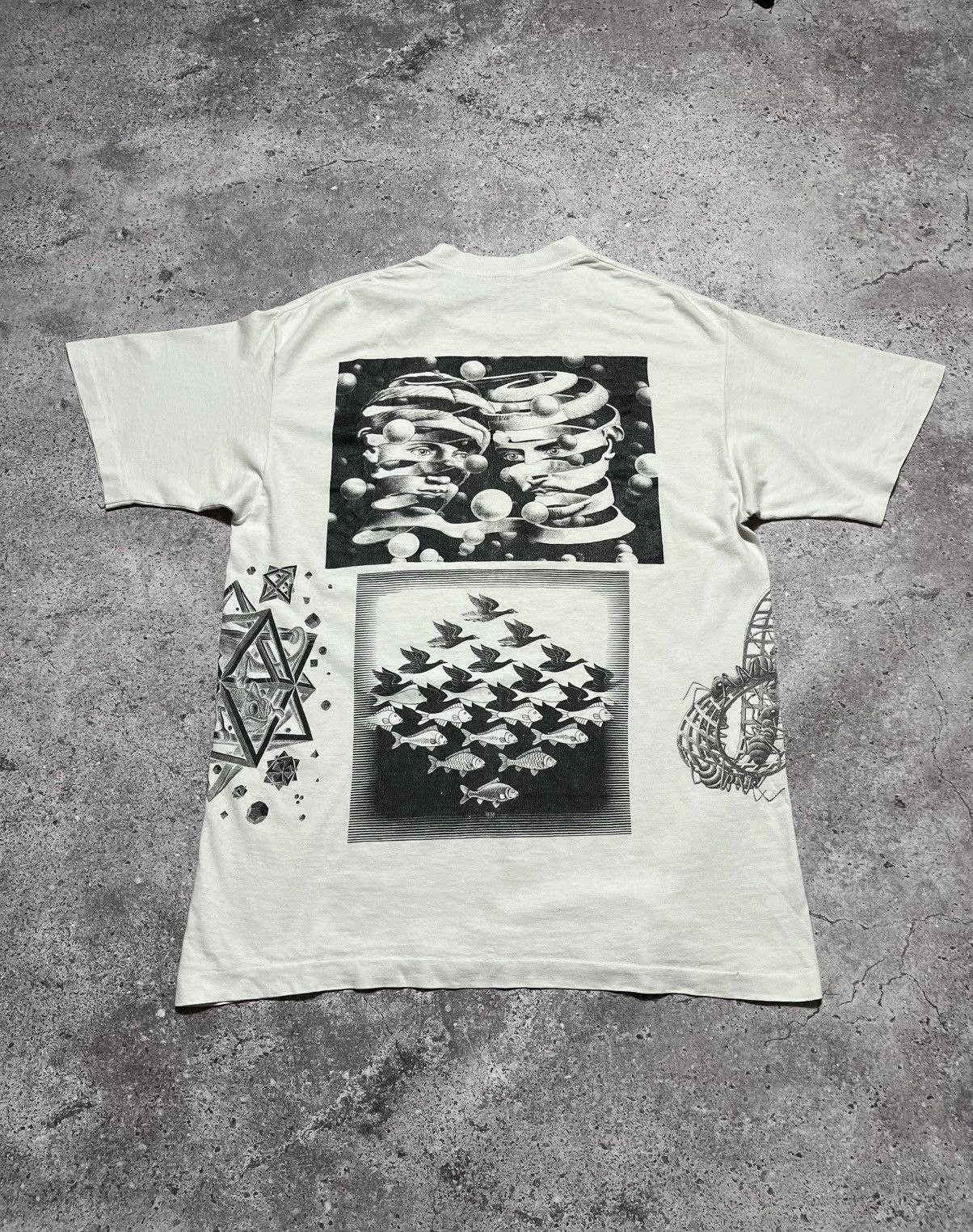 Vintage Vintage 1991 M.C. Esher Heirs All over Print Rare Tees 