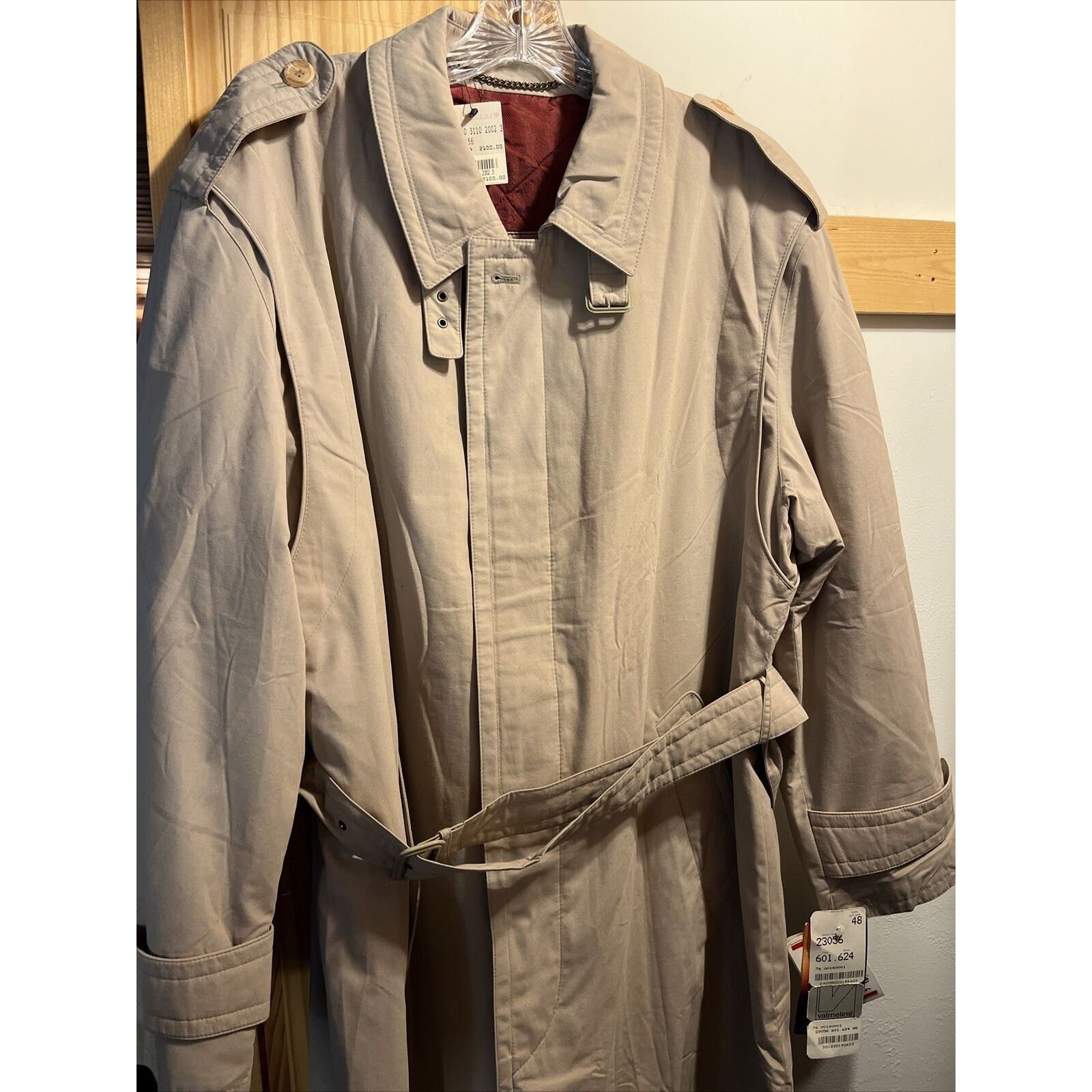 Other Valmeline Men 48 Beige Cotton Polyester Rayon Trenchcoat NWT Size US XL / EU 56 / 4 - 2 Thumbnail