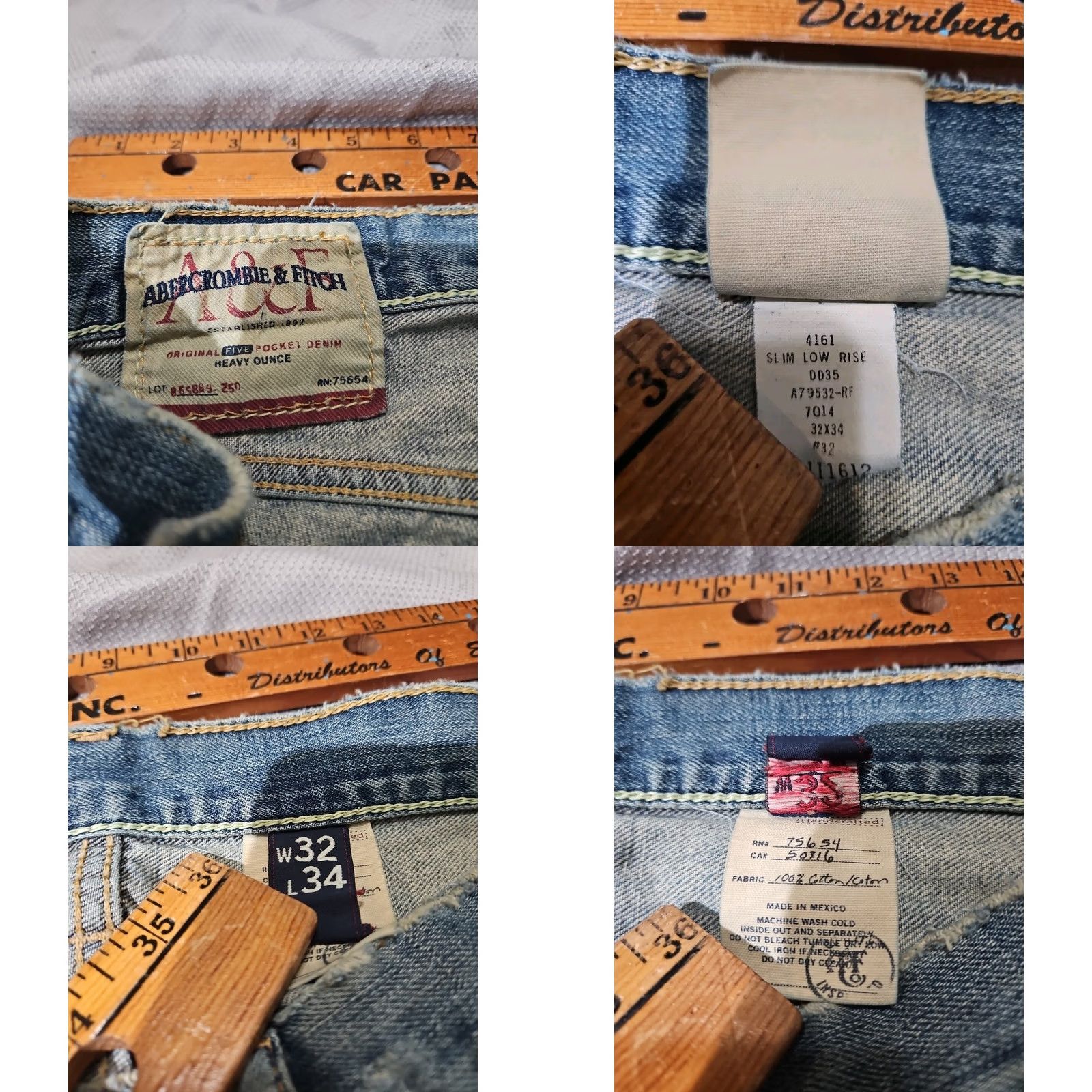 Abercrombie & Fitch VINTAGE Abercrombie & Fitch Jeans Men 32x34 Low Slim Straight ButtonFly Thrashed Y2k Grunge Size US 32 / EU 48 - 10 Thumbnail