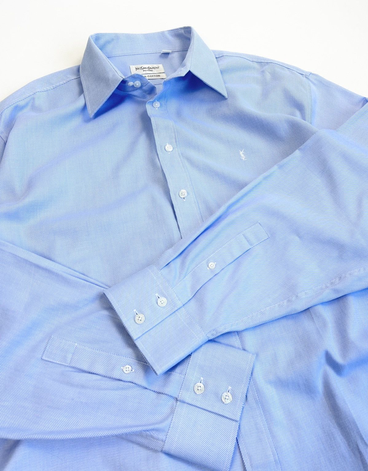 Yves Saint Laurent Yves Saint Laurent Blue Striped Button-Up Shirt Vintage XXL Size US XXL / EU 58 / 5 - 5 Thumbnail