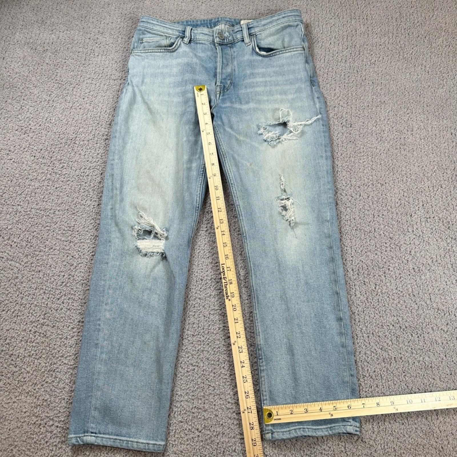 Allsaints ALLSAINTS Jack Mens Jeans 32 Light Wash Distressed Skinny Size US 32 / EU 48 - 3 Thumbnail