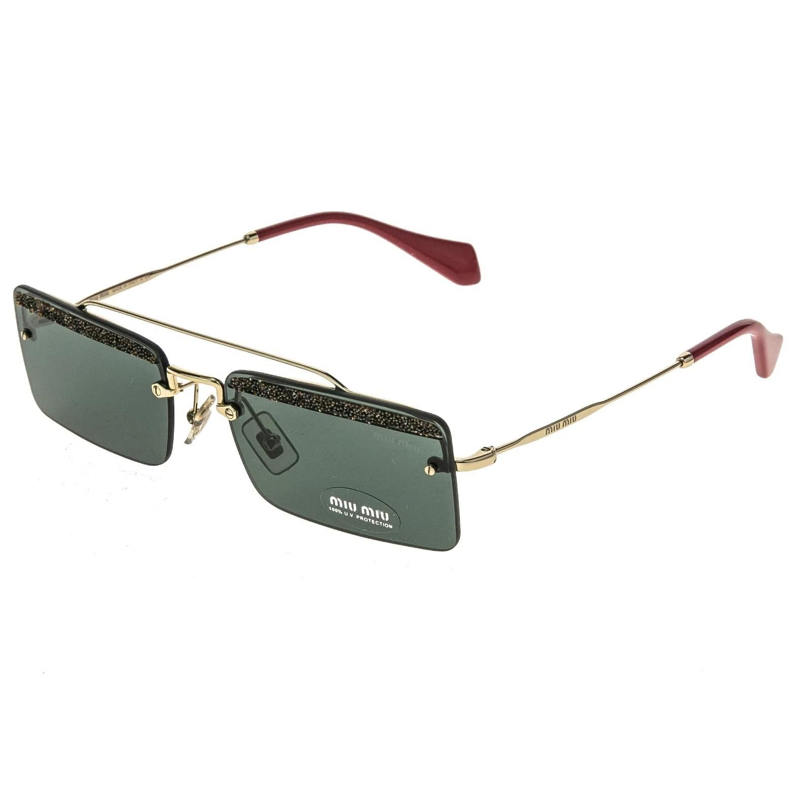 MIU MIU 59T SOCIETE MU59TS Green Silver Square Sunglasses