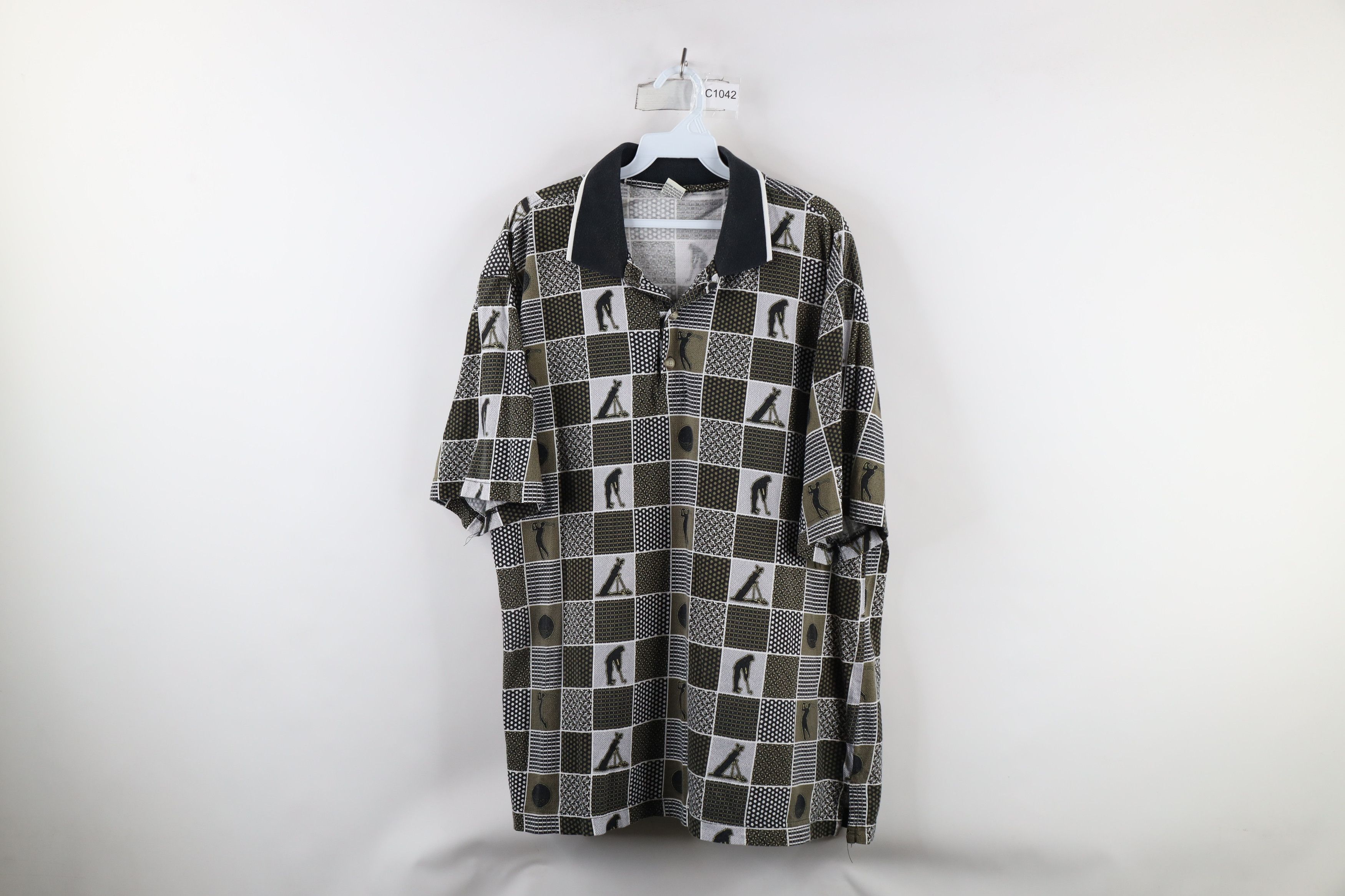 Vintage Vintage 90s Streetwear Print Checkered Golf Polo Shirt Size US XL / EU 56 / 4 - 1 Thumbnail