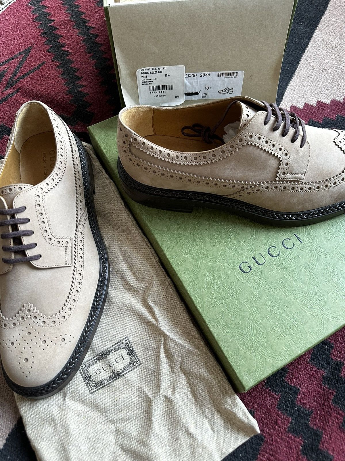 Gucci Gucci Suede Lasercut Accents Brogues Neutrals Oxfords Shoes Size US 10.5 / EU 43-44 - 13 Thumbnail
