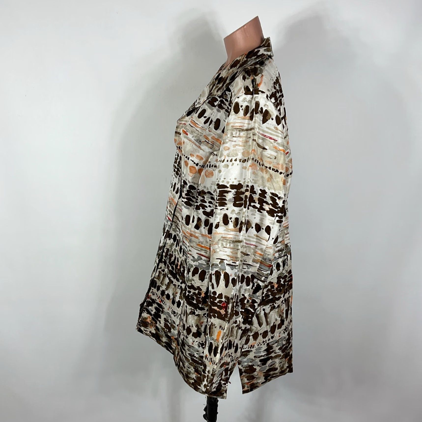 VINTAGE Chico’s Silk Wearable Art Jacket Blazer Open Front 3 Hooks Multicolor Silk Embroidered 90s Bohemian Geometric Women XL
