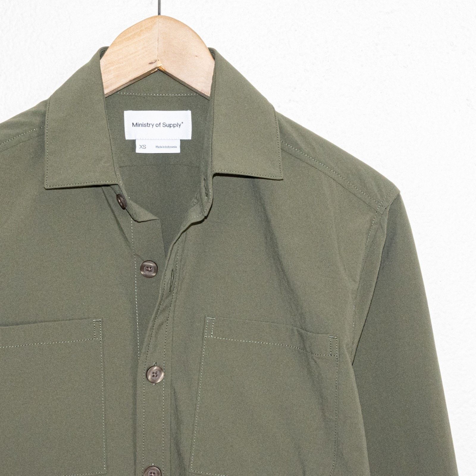 Ministry of Supply XS Pace Poplin Overshirt in Olive Green
