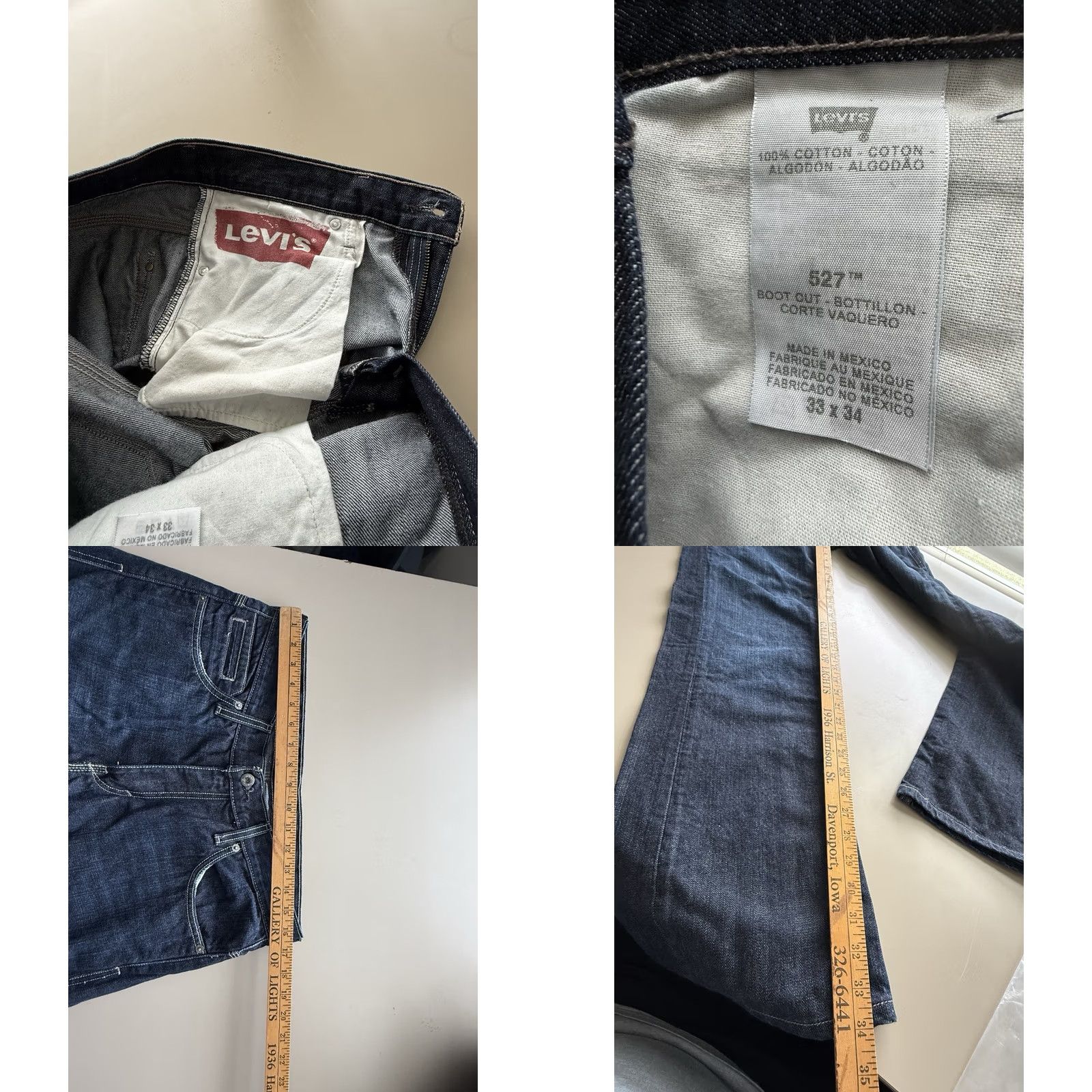 Levi's Levi's 527 Jeans Mens 33x34 Dark Blue Bootcut Denim 5-Pocket Zipper Regular Rise Cotton 527 Series Blue Jeans Mens Size 33 Regular Size US 33 - 8 Thumbnail