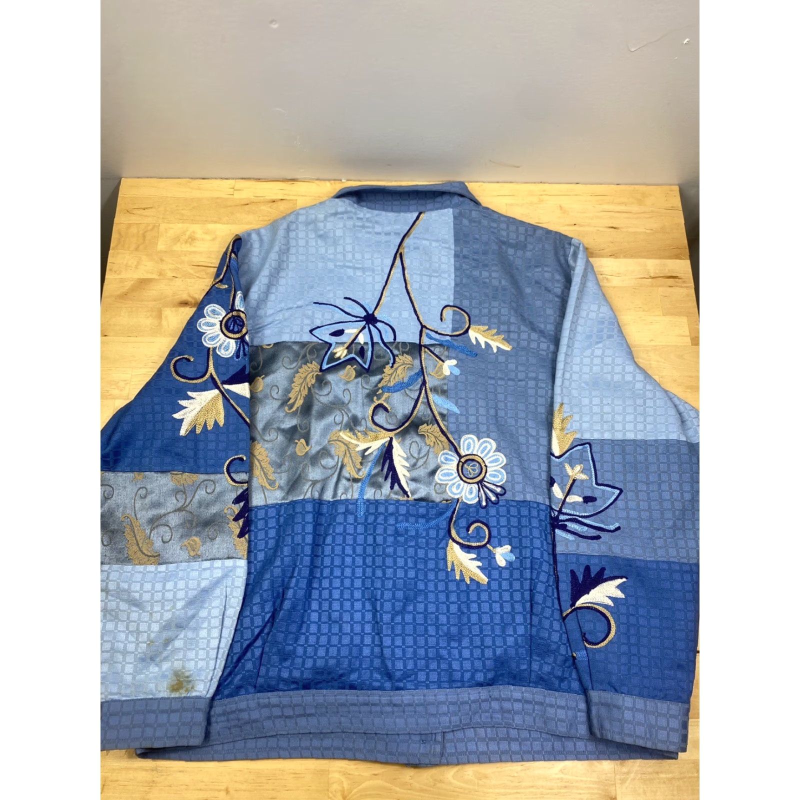 Vintage Indigo Moon Jacket Womens L Blue Floral Casual Button - 7505 Size L / US 10 / IT 46 - 2 Thumbnail