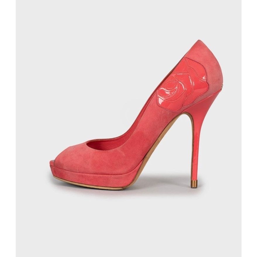 Dior Christian Dior Pink Suede Open Toe Stiletto Pumps Sz.39 Size US 8 / IT 38 - 1 Thumbnail