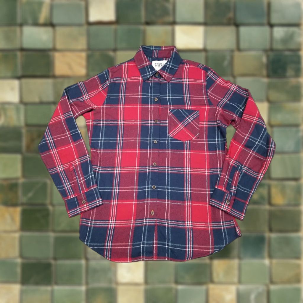 Vintage VINTAGE Field & Stream Shirt Womens Small Blue Red Plaid Long Sleeve Button Casual Top Size S / US 4 / IT 40 - 1 Thumbnail