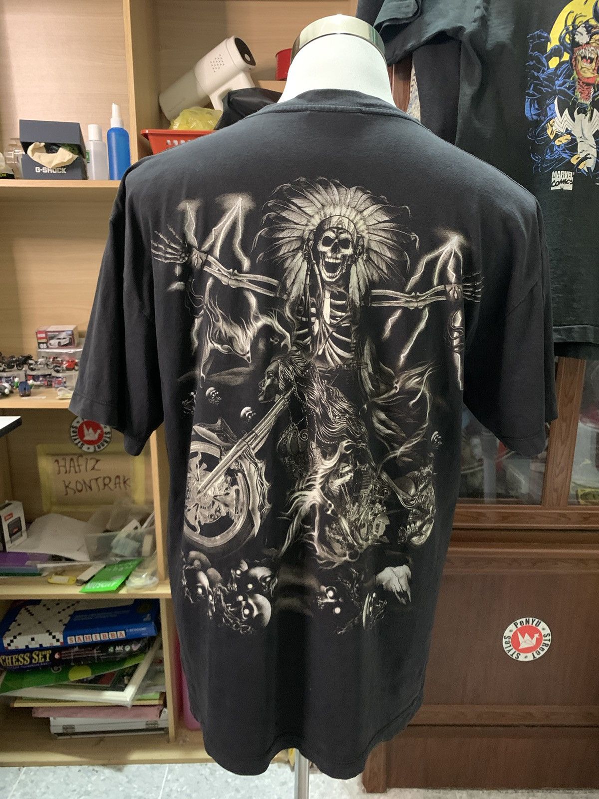 If Six Was Nine Y2K Skull Rider Punk Full Print Tee Size US L / EU 52-54 / 3 - 5 Thumbnail