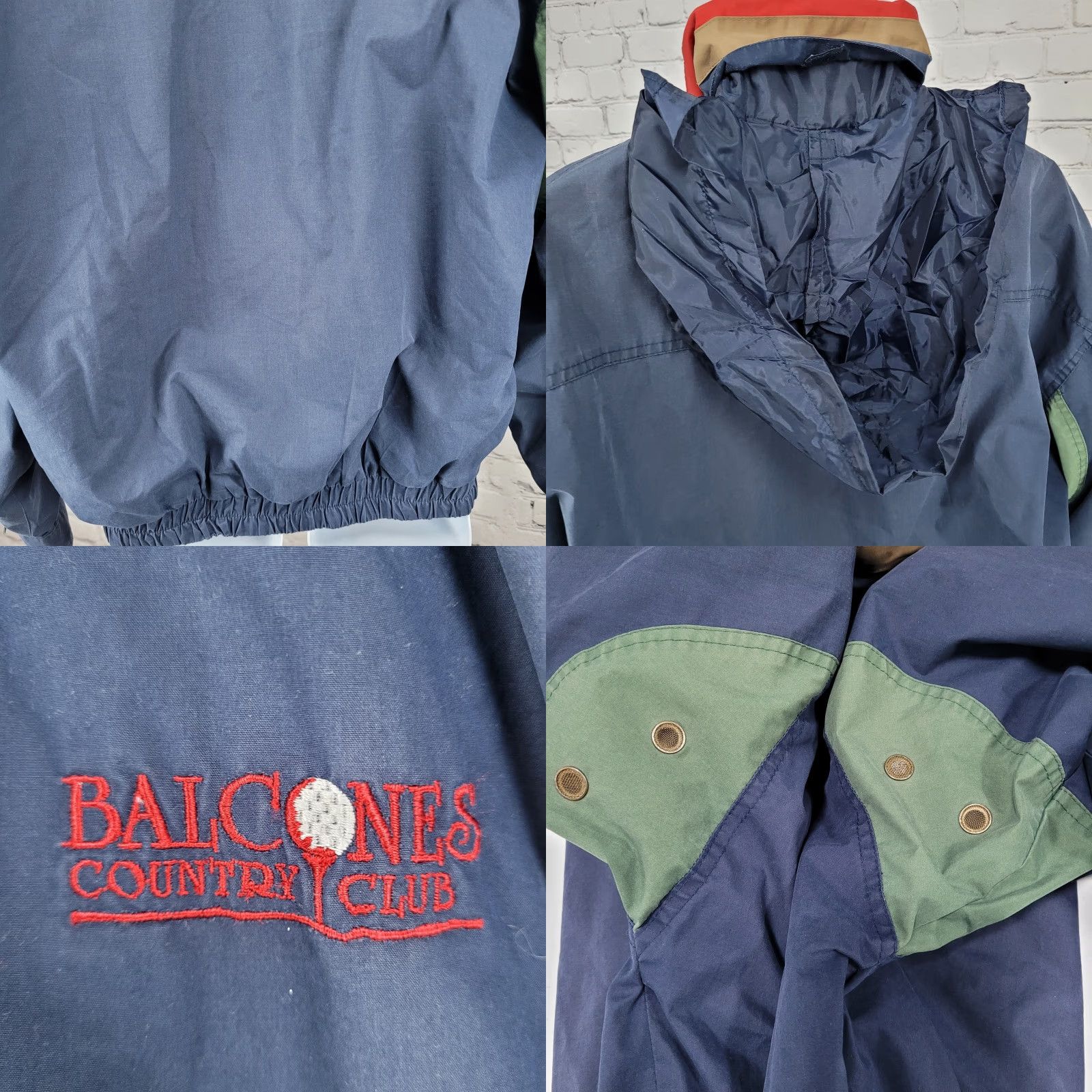 Vintage VINTAGE Balcones Country Club Divots Navy Golf Hooded Bomber Jacket L Men Large Blue Solid Logo Embroidered Zip Snap Size US L / EU 52-54 / 3 - 9 Thumbnail