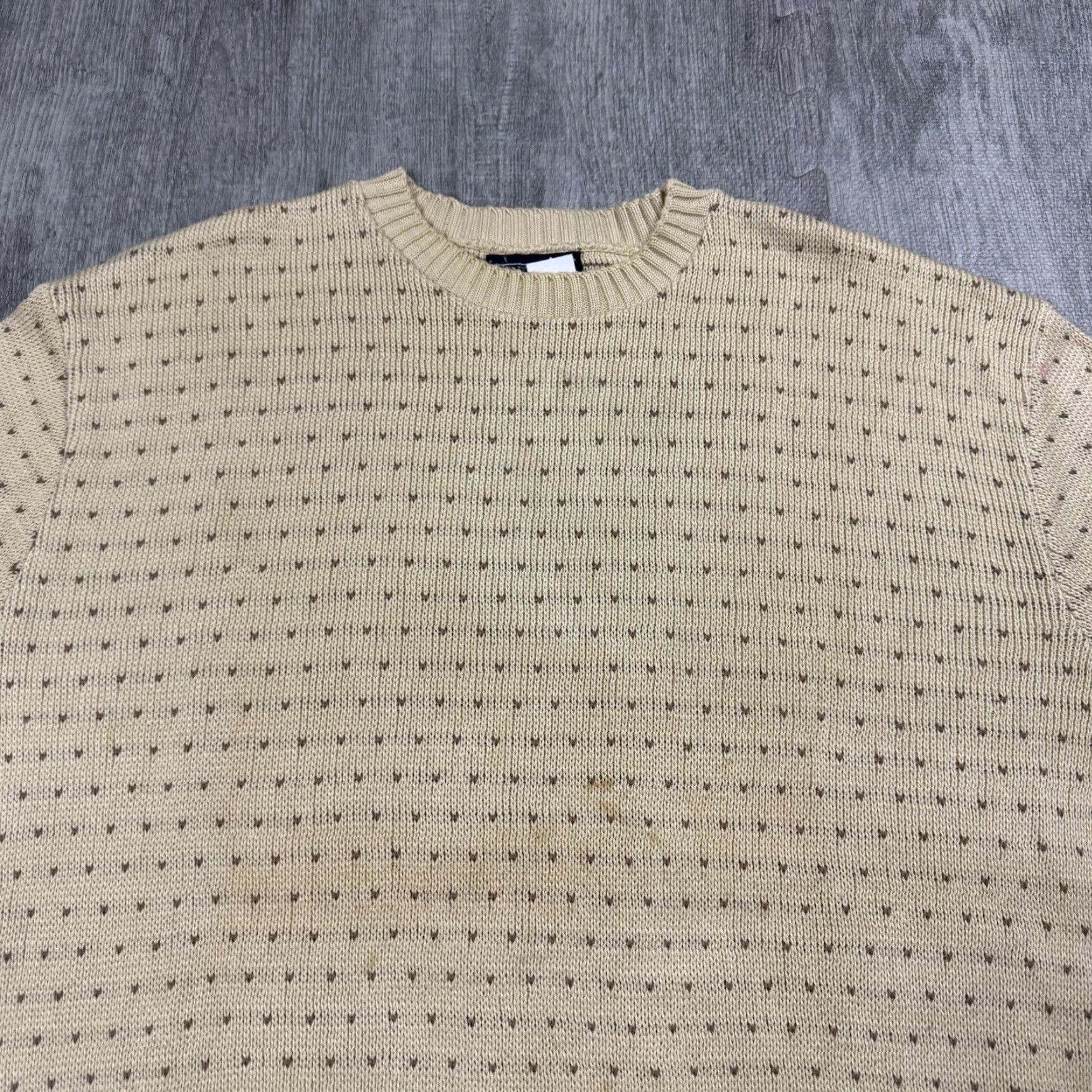 Vintage VINTAGE 90s LAND'S END MENS BIRDSEYE KNIT PULLOVER SWEATER BEIGE M Size US M / EU 48-50 / 2 - 2 Thumbnail