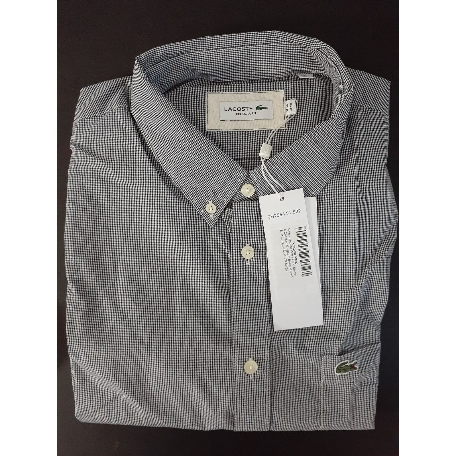 Lacoste Lacoste Men's Long Sleeve Checked Gingham Button Shirt 2XL Size US XXL / EU 58 / 5 - 2 Thumbnail